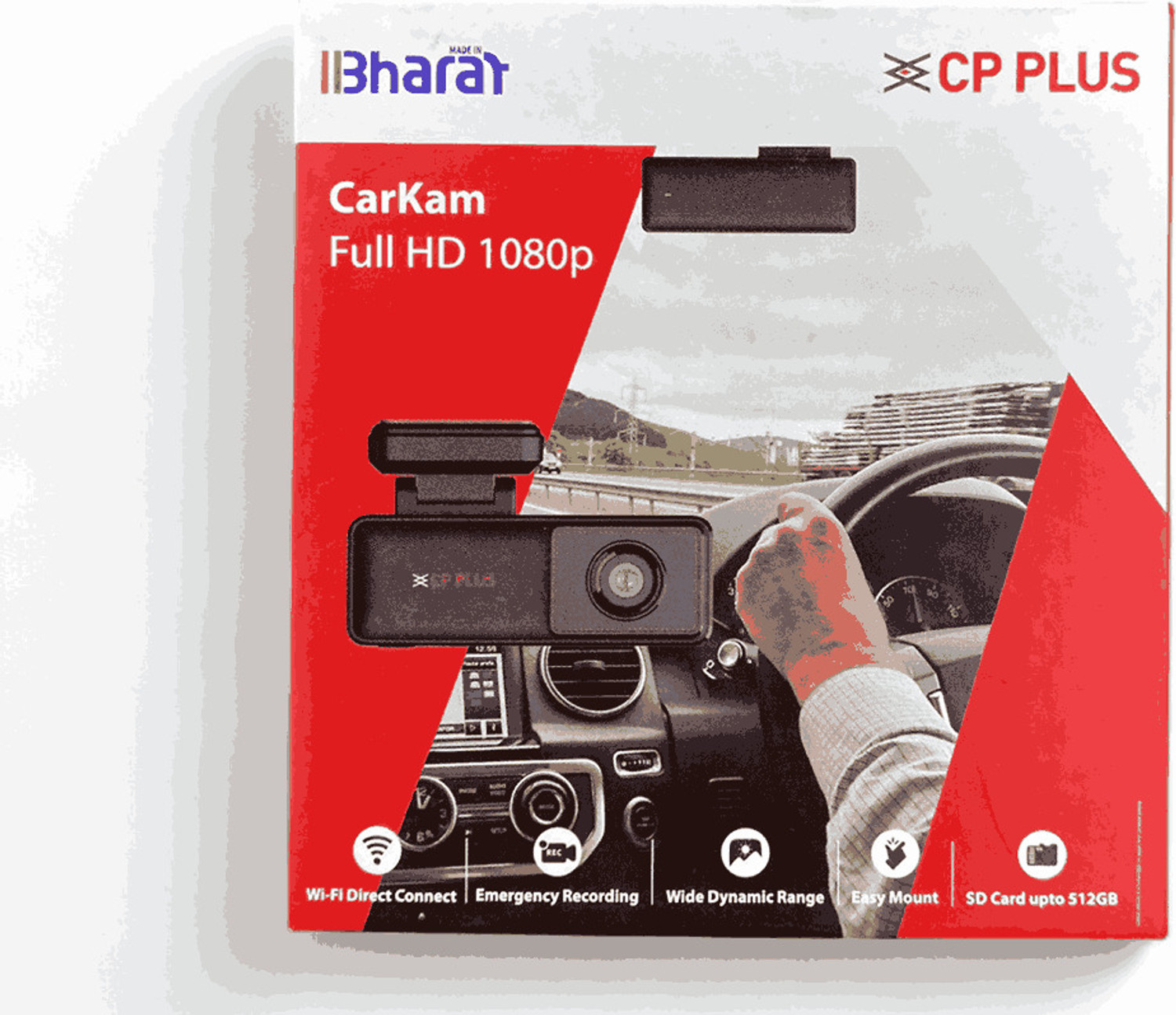 Image of CP PLUS AD-H2B-PW Car Dashcam with GPS|2MP Full HD|G Sensor|Cars & SUVs In-car Camera System