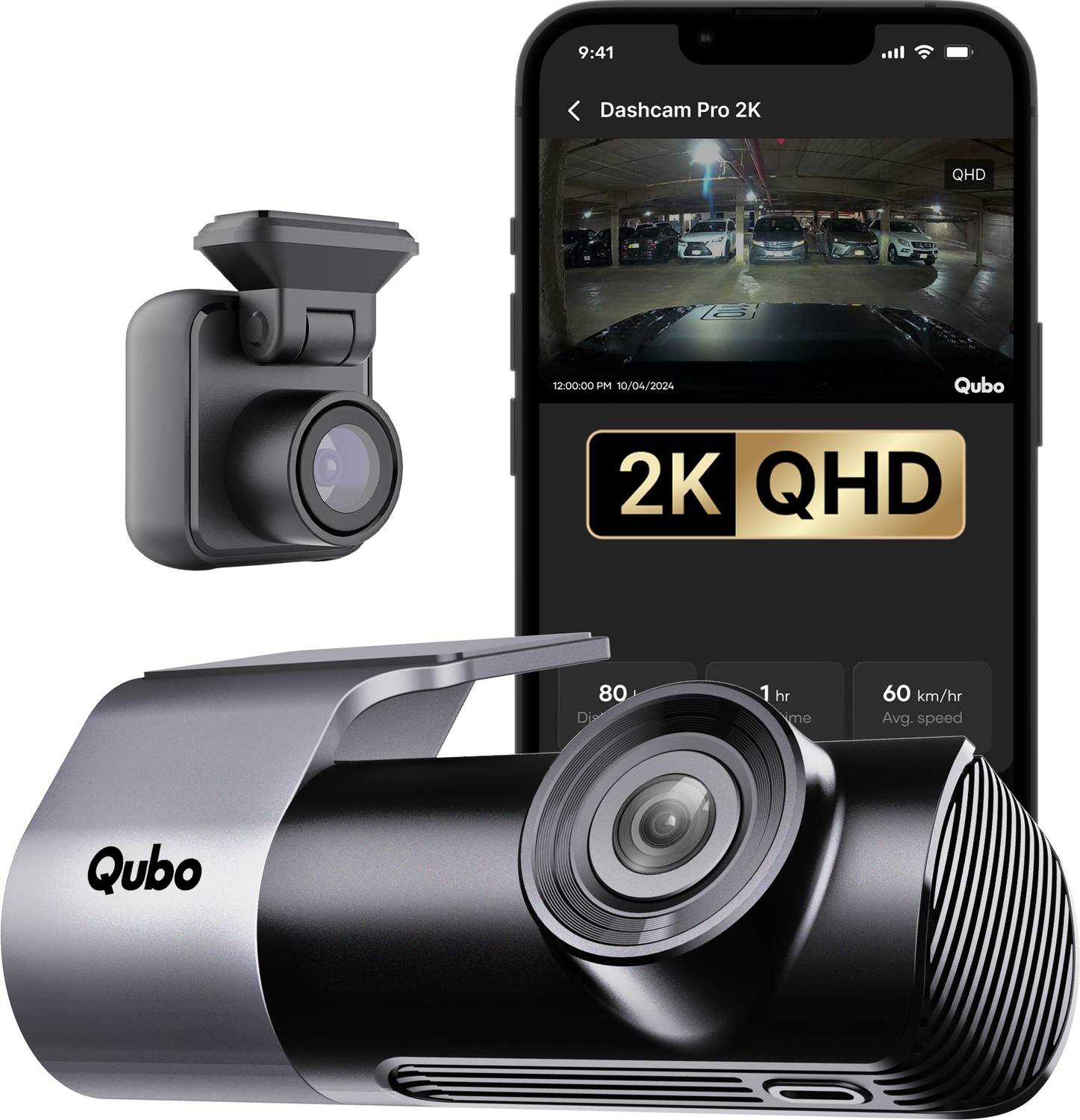 Qubo Smart Dashcam Pro 2K + Rear Camera - Image 1