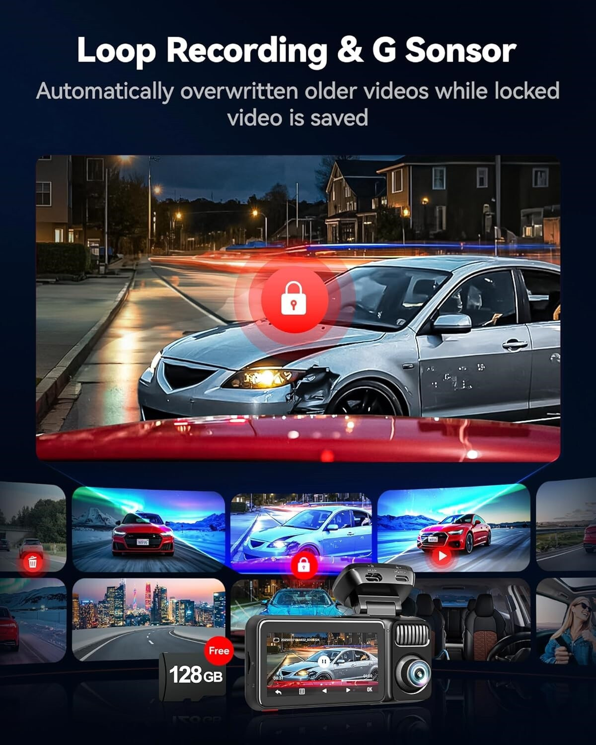Image of Redtiger F17 Elite 4K 3CH Dash Cam STARVIS2 4K+2.5K+1080P GPS WiFi Touch Voice Dashboard Camera System