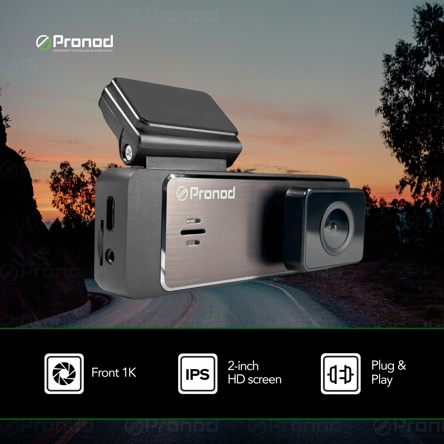 Image of PRONOD 2 inch Touch Screen WiFi Dash Cam,1080P FHD,Night Vision, Parking Monitor,G-Sensor Dashboard, In-car Camera System