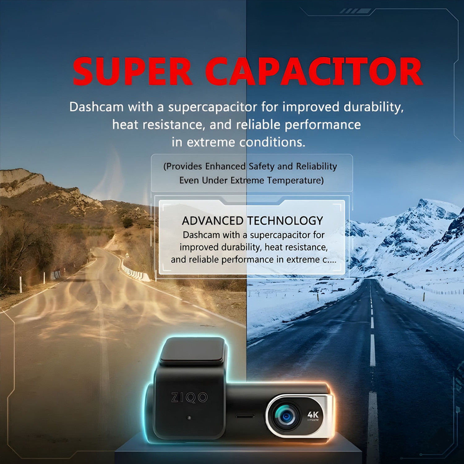 Image of ZIQO ZIQO A700 Dual Dash Cam 4K Front+2K Rear STARVIS 2 WiFi GPS Night Vision 170FOV In-car Camera System