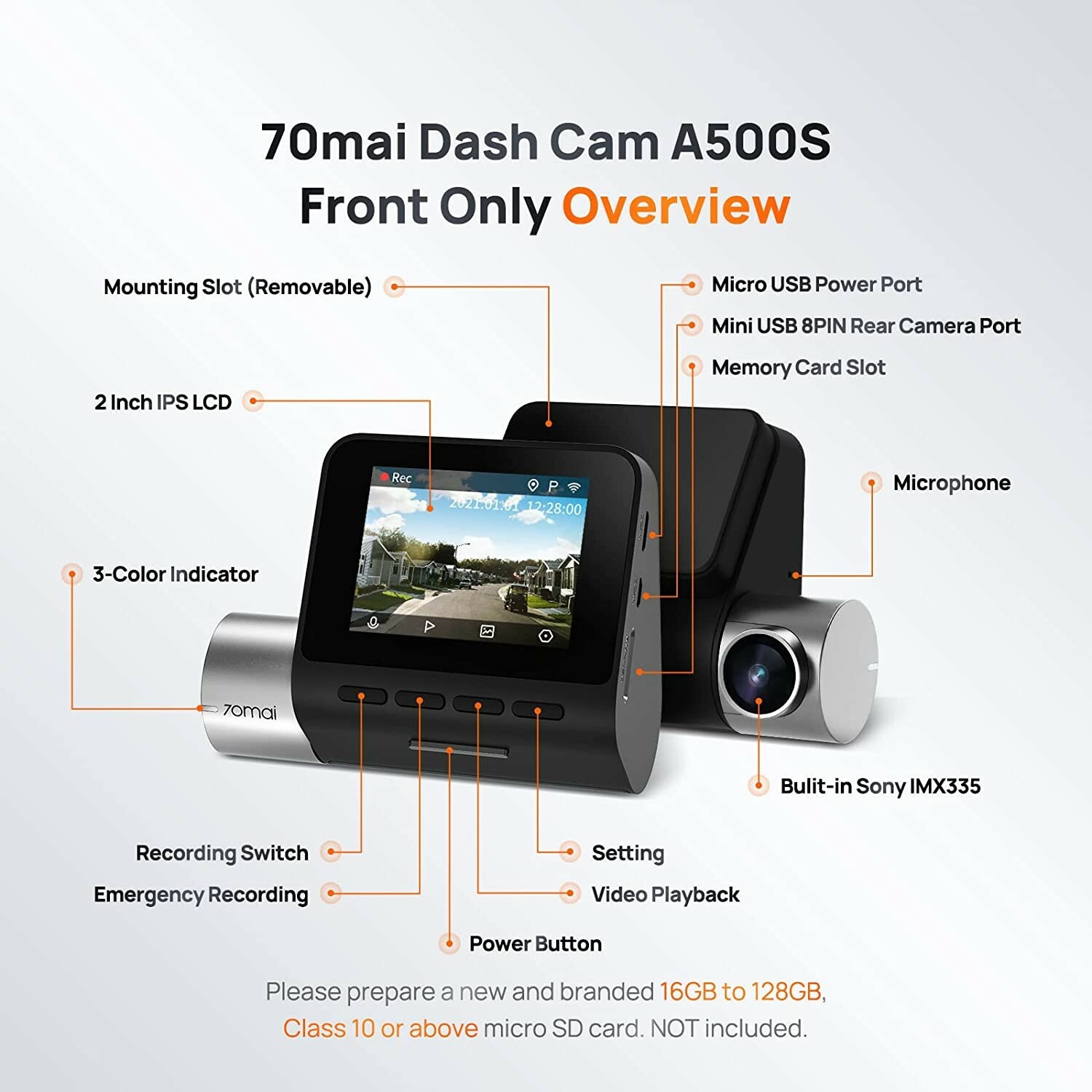 Image of 70MAI Pro Plus+ A500S Dual Channel,2.7K,Built-in GPS Logger,Route Recorder In-car Camera System