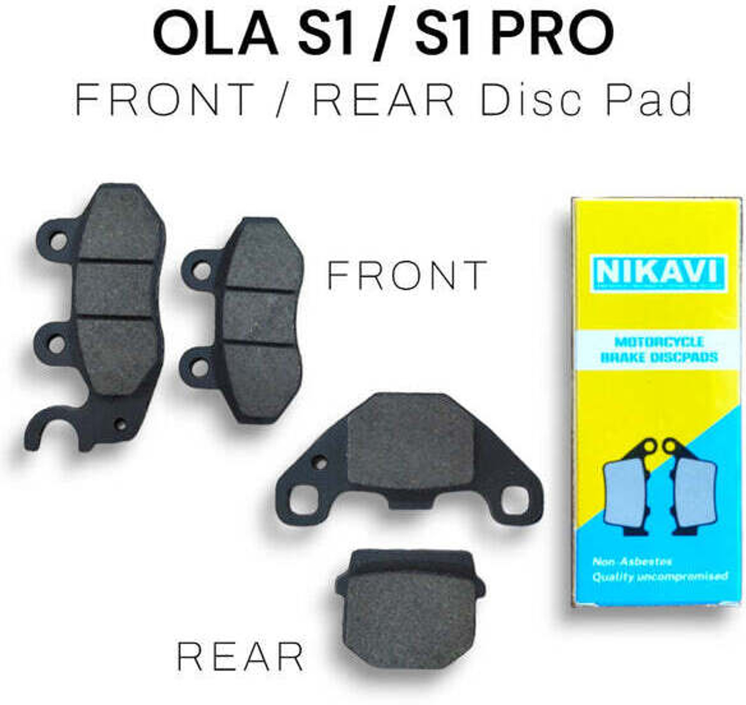 Image of MK TRADING OLA S1 / S1 PRO Gen1 / S1 PRO GEN2 Front & Rear Brake Pads Combo NIKAVI Vehicle Disc Pad