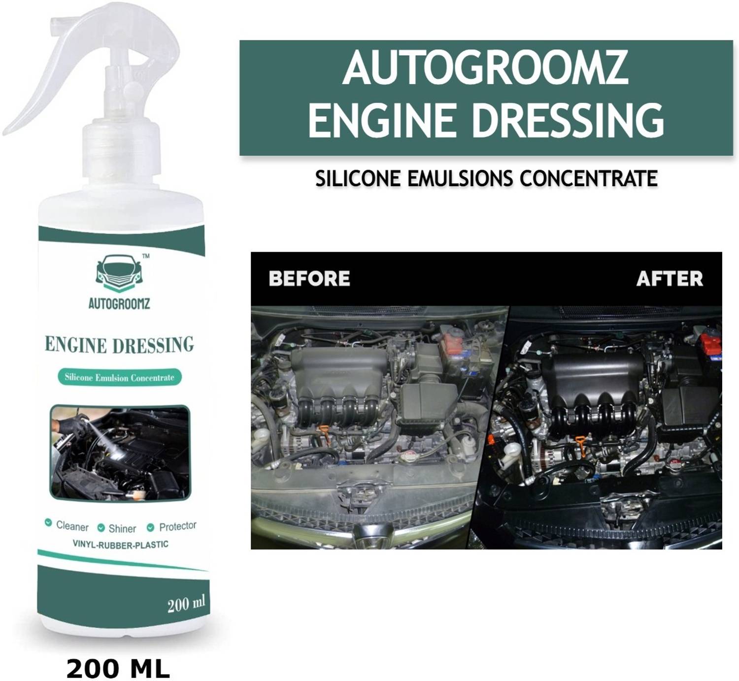 AUTOGROOMZ Car Engine Cleaner | Engine Dressing Spray Engine Cleaner