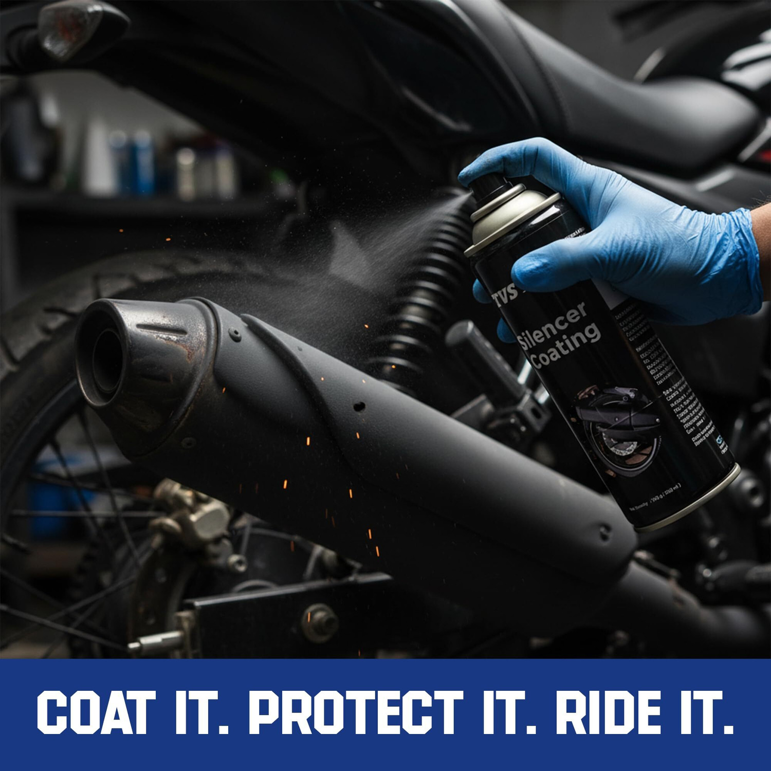 Image of TVS Silencer Coating Spray for Bike, Prevent Rust and Leak Engine Cleaner