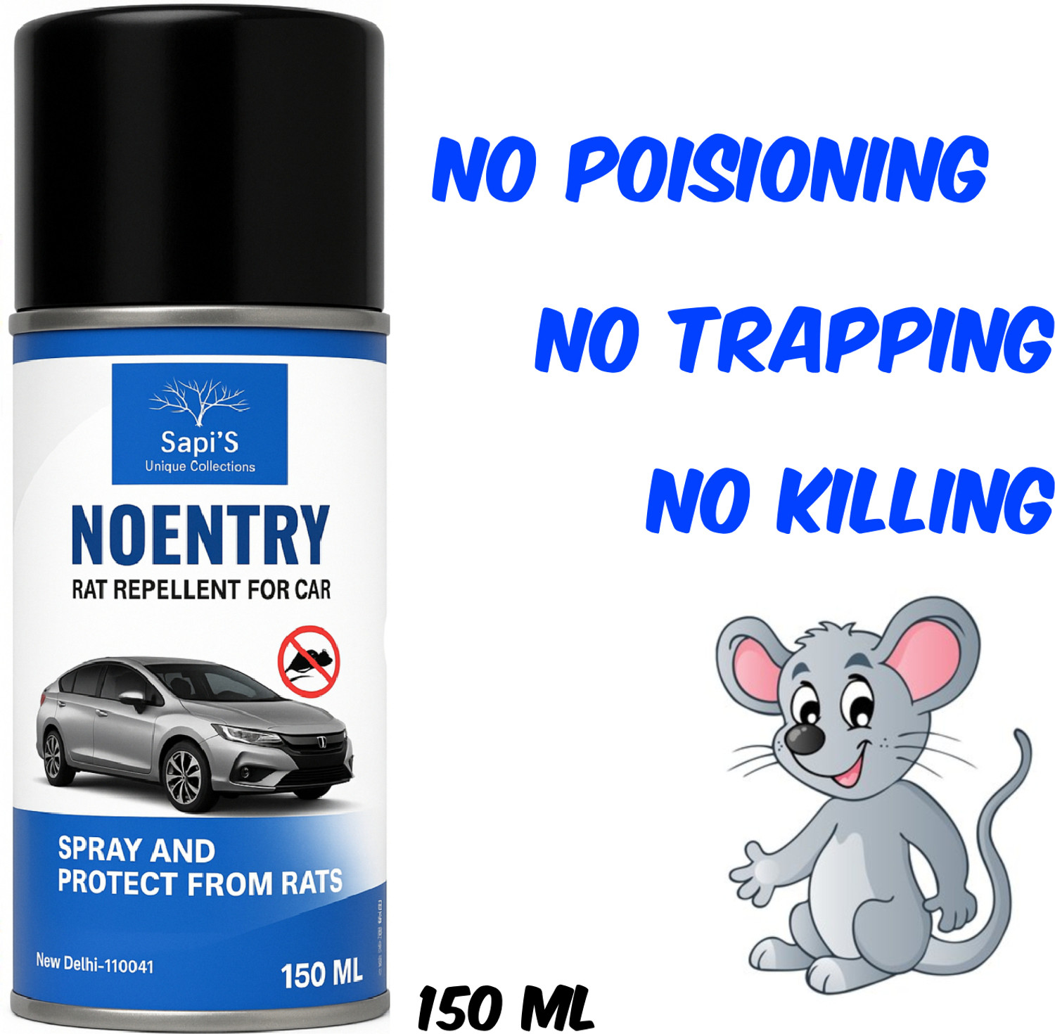 Image of SAPI'S No Entry Rat Repellent Spray 500 ml for Car Engine Protection