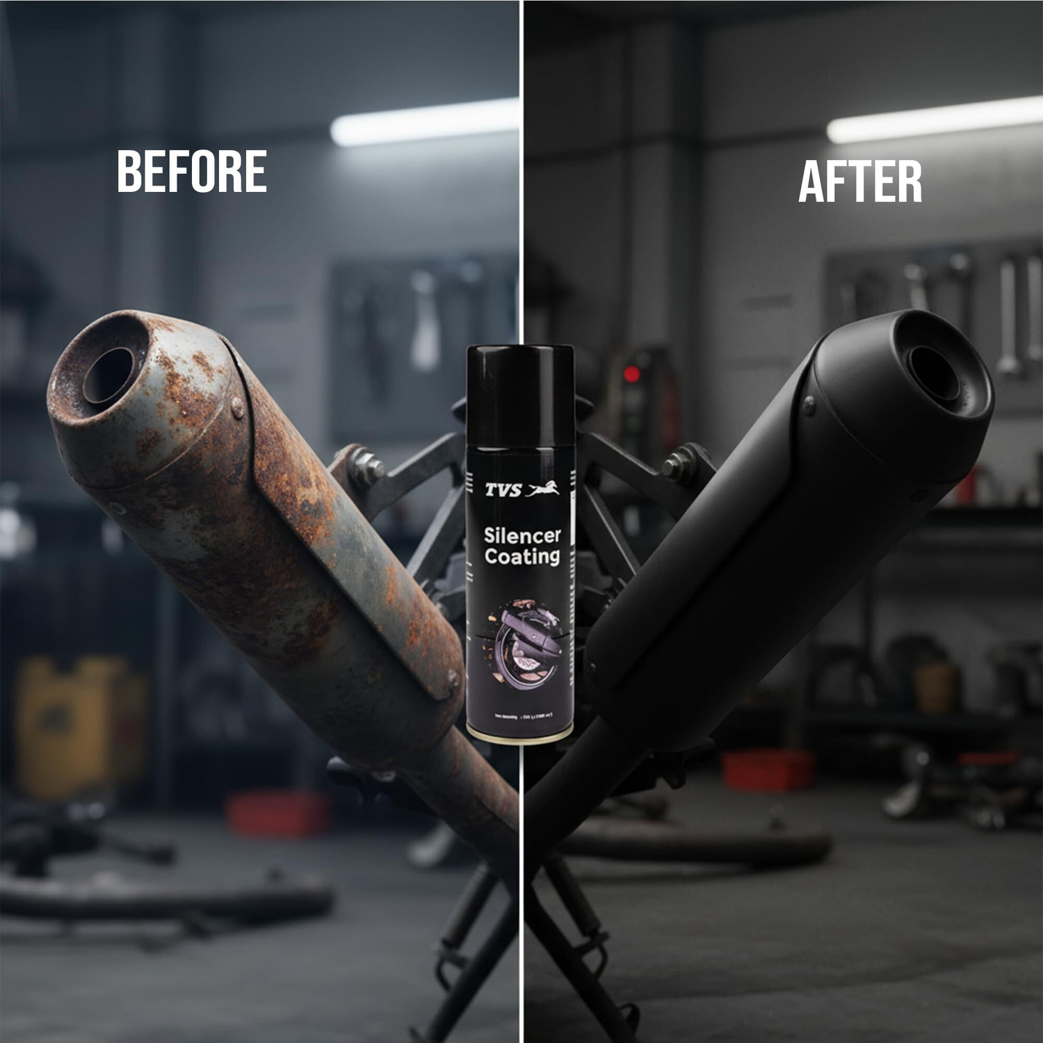 Image of TVS Silencer Coating Spray for Bike, Prevent Rust and Leak Engine Cleaner