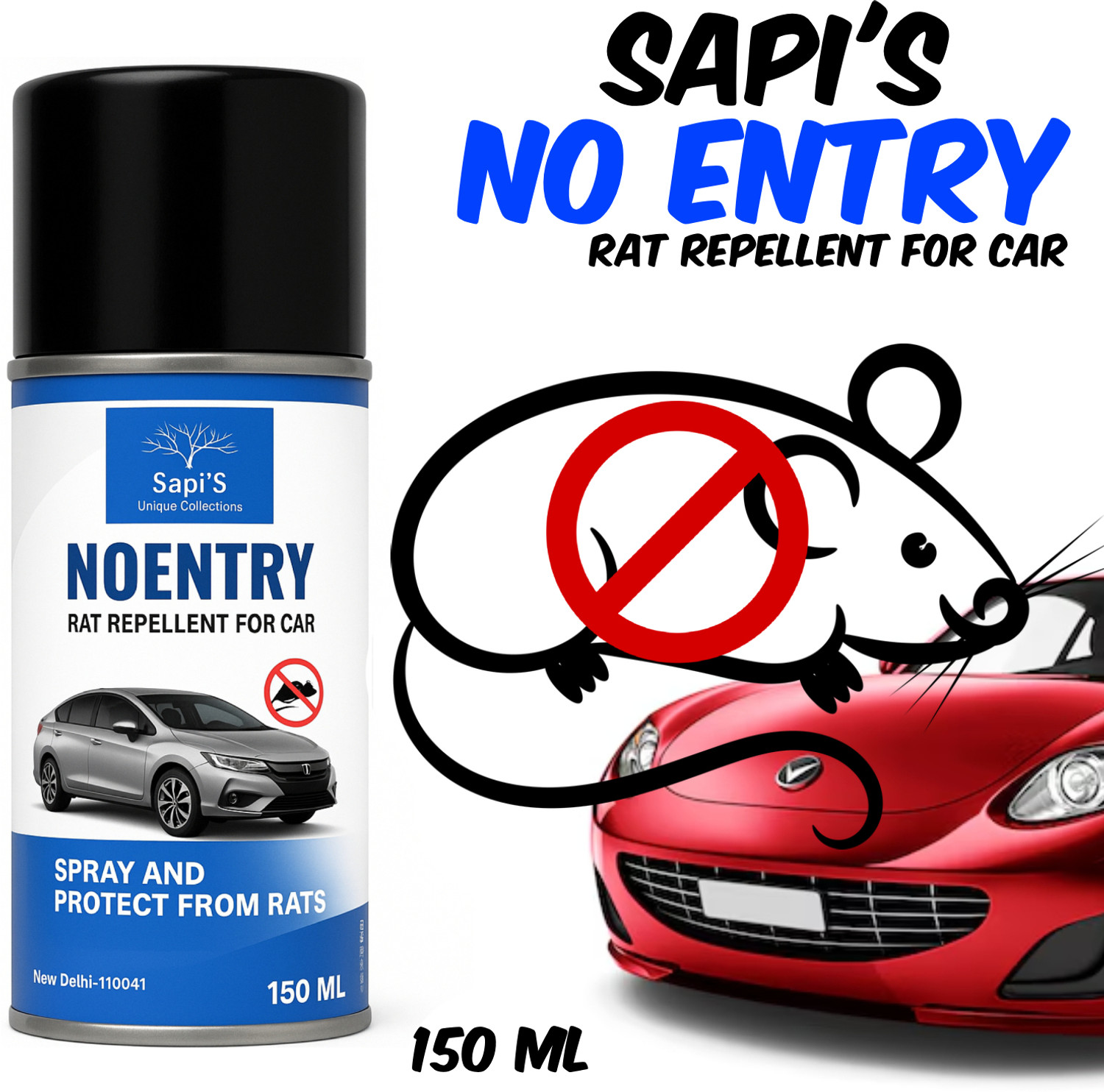 Image of SAPI'S No Entry Rat Repellent Spray 500 ml for Car Engine Protection