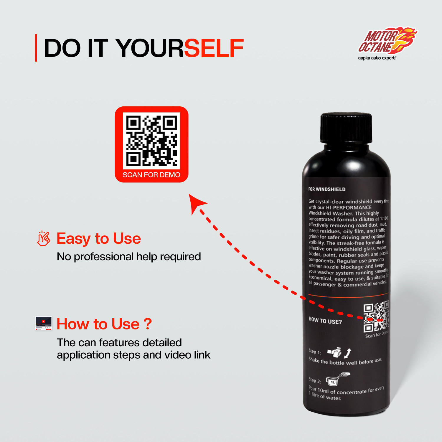 Image of MOTOROCTANE Windshield Washer Liquid Vehicle Glass Cleaner