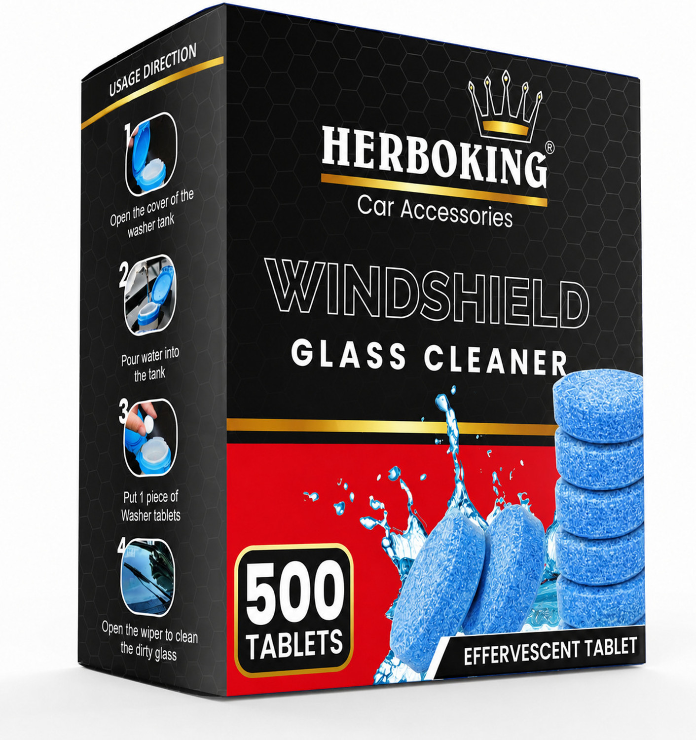 Image of HERBOKING Windshield Glass Cleaner Tablet Concentrate Vehicle Glass Cleaner