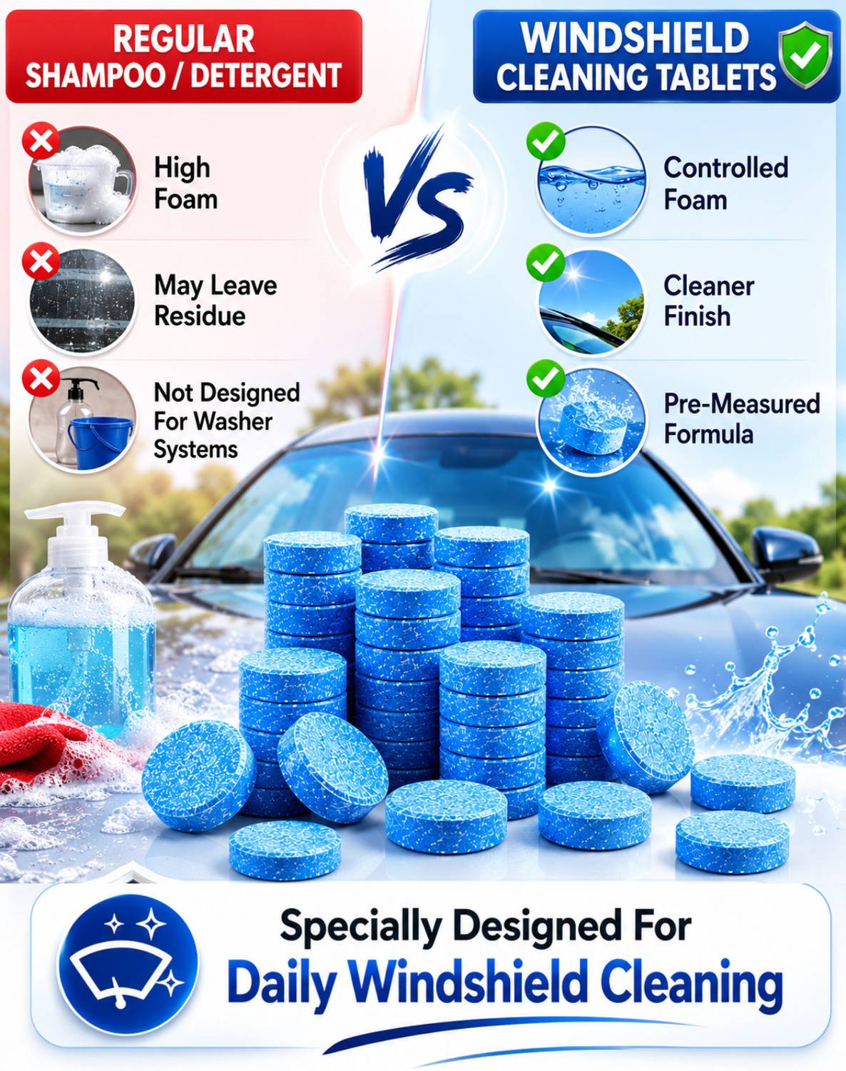 Henture 100 pcs Car Windshield Cleaning Tablets 100 Pieces - Image 5