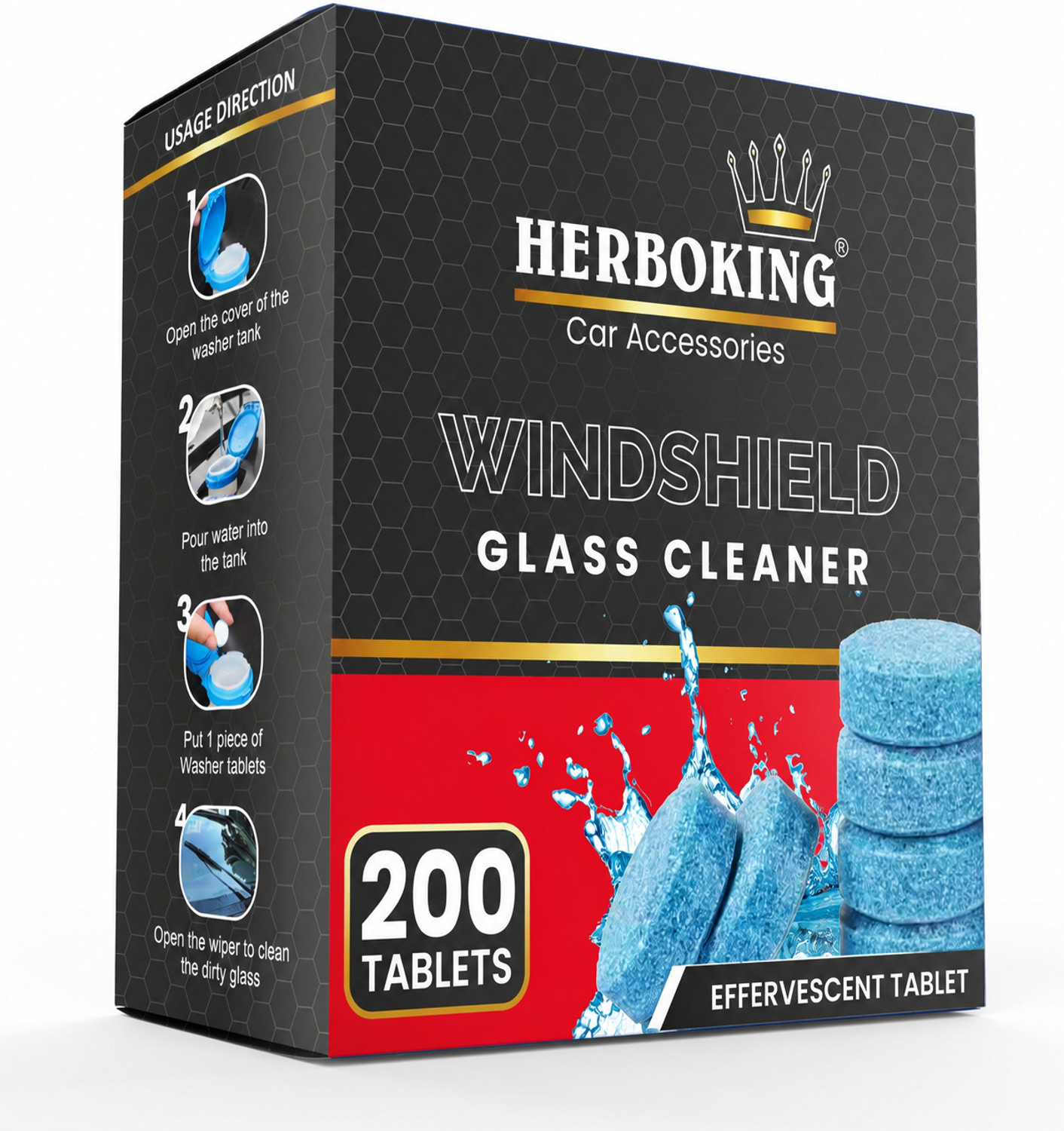 Image of HERBOKING Windshield Glass Cleaner Tablet Concentrate Vehicle Glass Cleaner