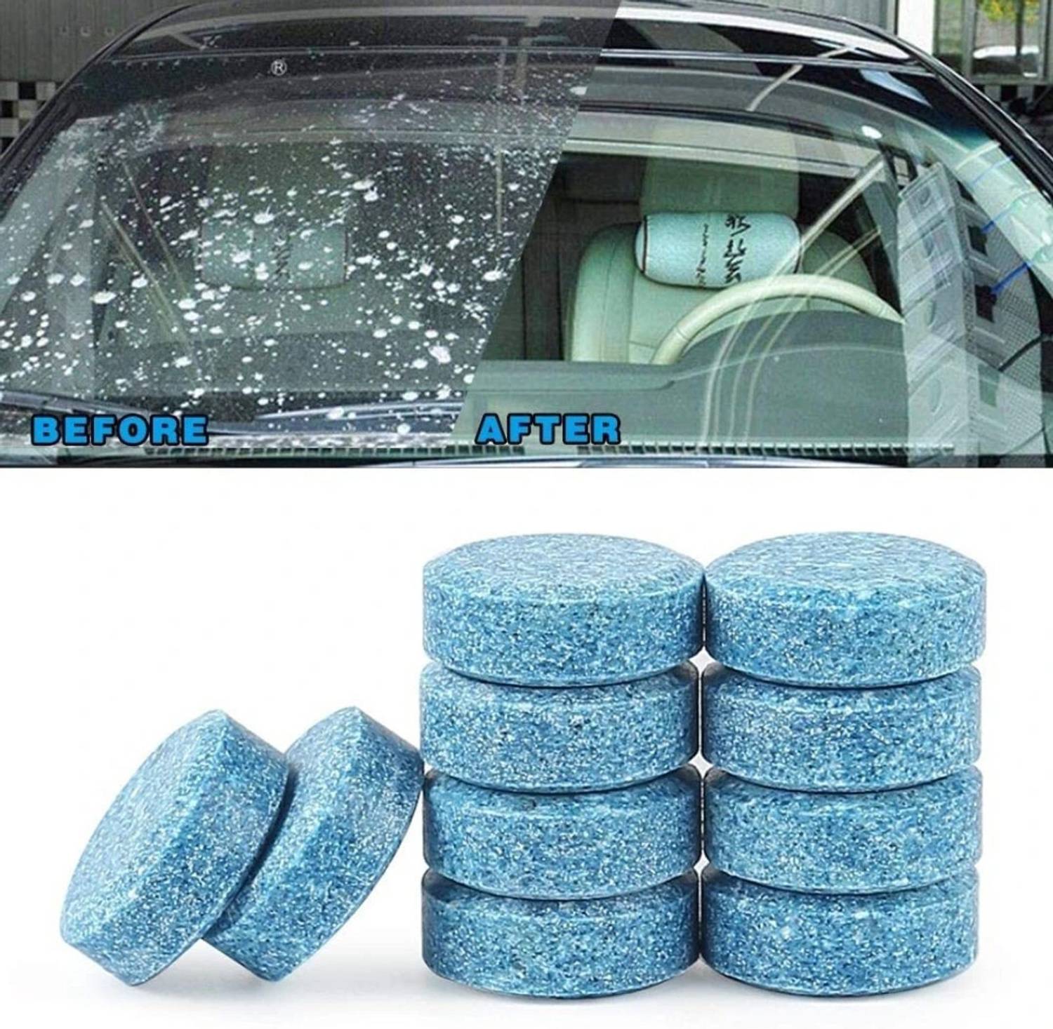 AADHYA EXPO Car Accessories in 10PCS/1Set Car Wiper Detergent Effervescent Tablets Washer Auto Windshield Cleaner Glass Wash Cleaning Tablet Concentrate Vehicle Glass Cleaner