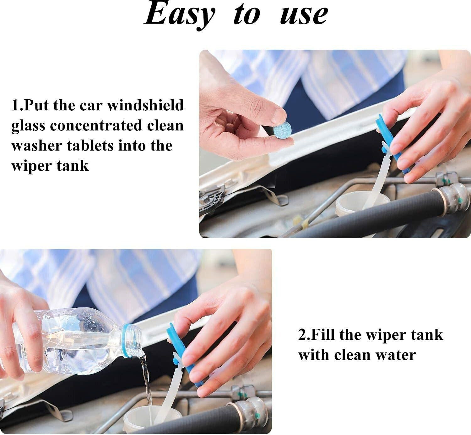 Image of HERBOKING Car Accessories 100pcs Windshield Glass Cleaner Tablet Concentrate Vehicle Glass Cleaner