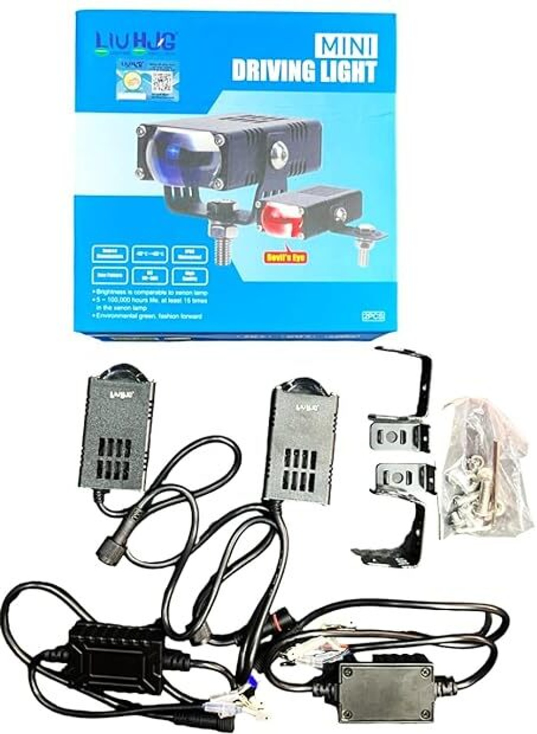 Image of Gogna Mart HJG Original Waymaker Dual Colour Fog Light With Red Devil Eye HID Kit Vehical HID Kit