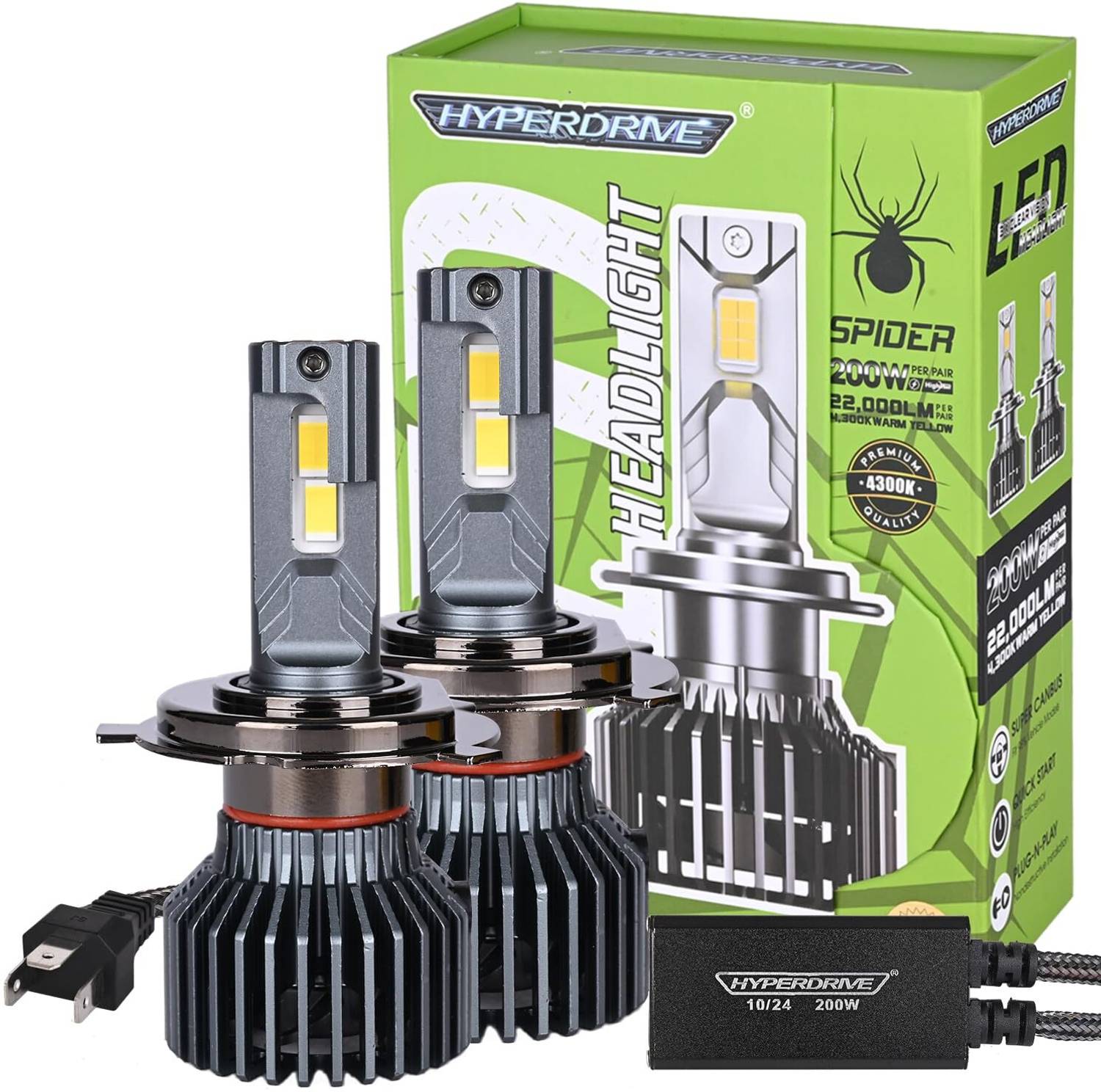 ALLEXTREME Hyperdrive H4/H19 200W LED Headlight Conversion Kit