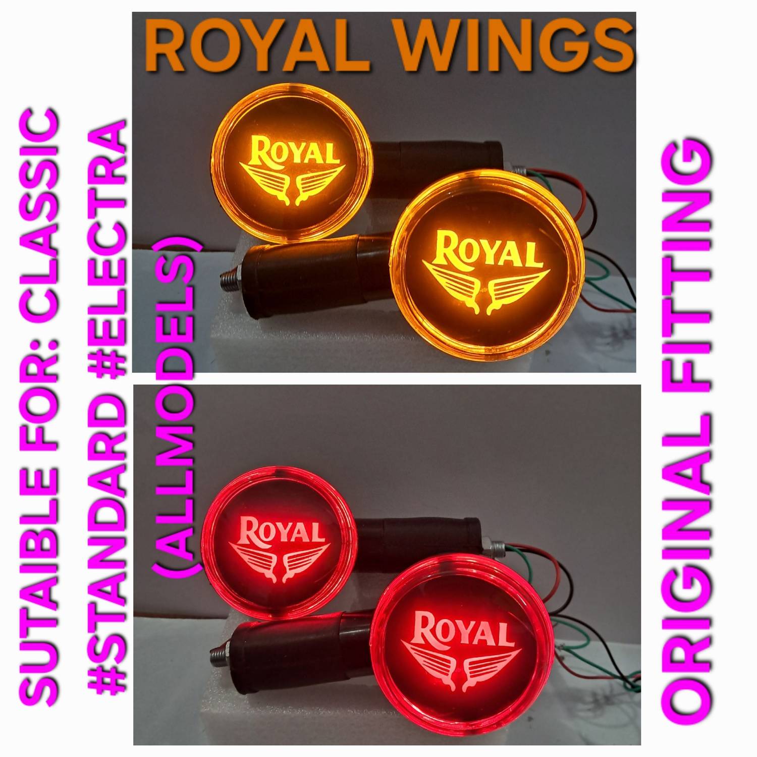 autostylists Front, Rear LED Indicator Light for Royal Enfield, Bullet, Universal For Bike Classic 350, Classic 500, Classic Chrome, Electra 350, Standard 350, Splendor pro classic