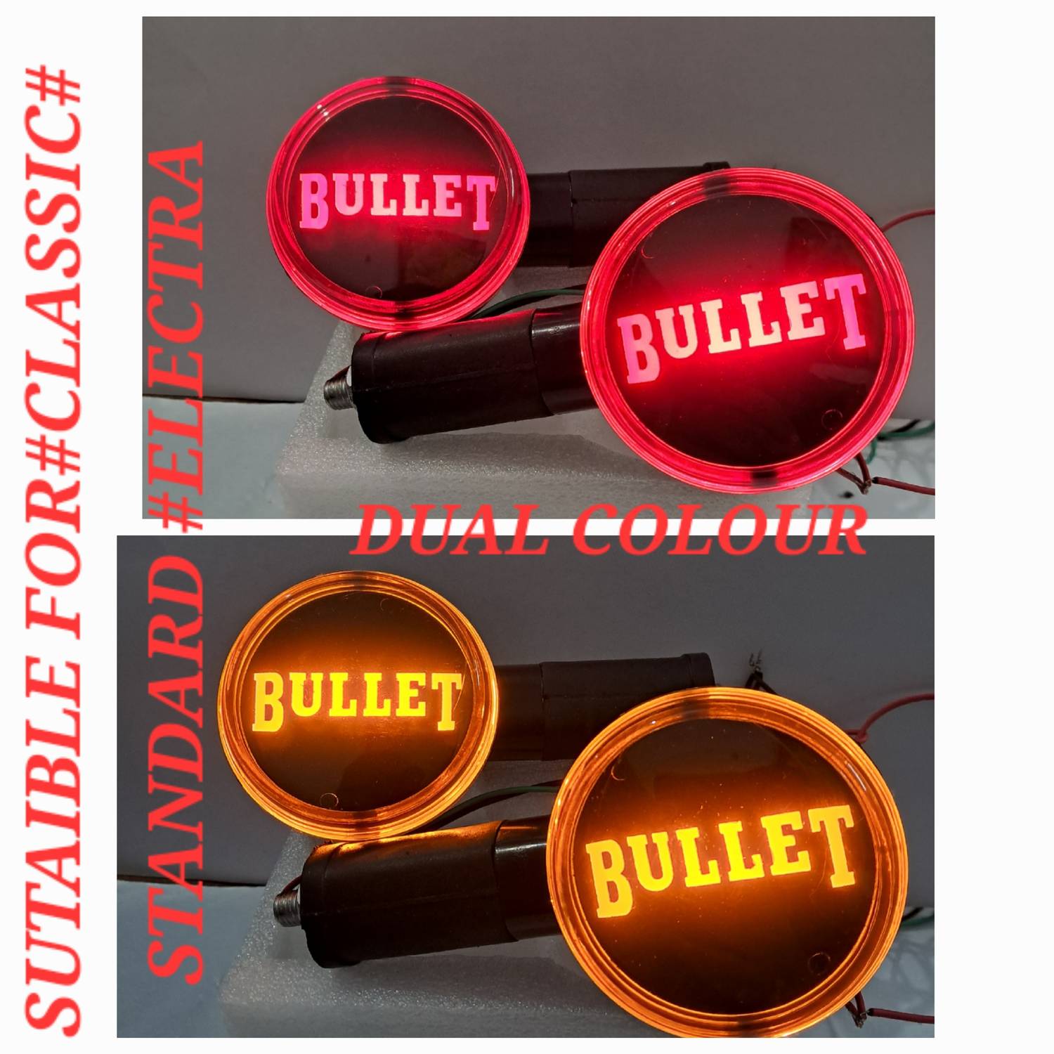 autostylists Front, Rear LED Indicator Light for Bullet, Royal Enfield, Universal For Bike Classic 350, Classic 500, Classic Desert Storm, Universal For Bike