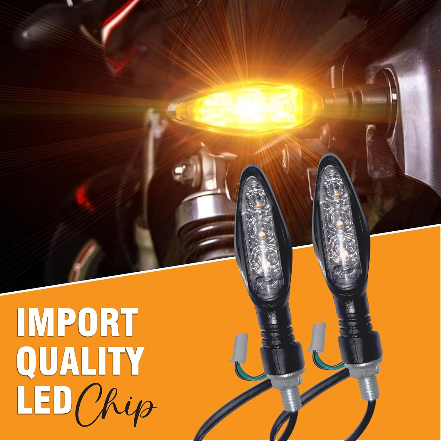 Image of CROXIV Front, Rear LED Indicator Light for KTM RC 200, Universal For Bike (Amber)