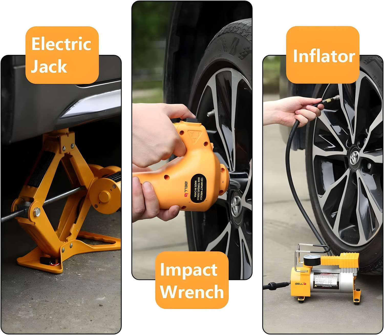 Image of iBELL ECJ310 Electric Hydraulic Car Jack with Electric Impact Wrench Tire Inflator Vehicle Jack