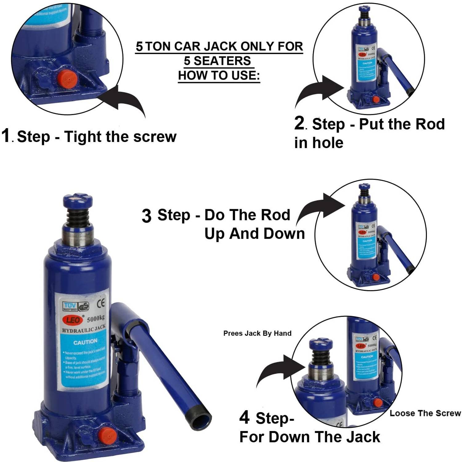 KOZDIKO 5 Ton Bottle Jack for Tata Nexon - Image 3