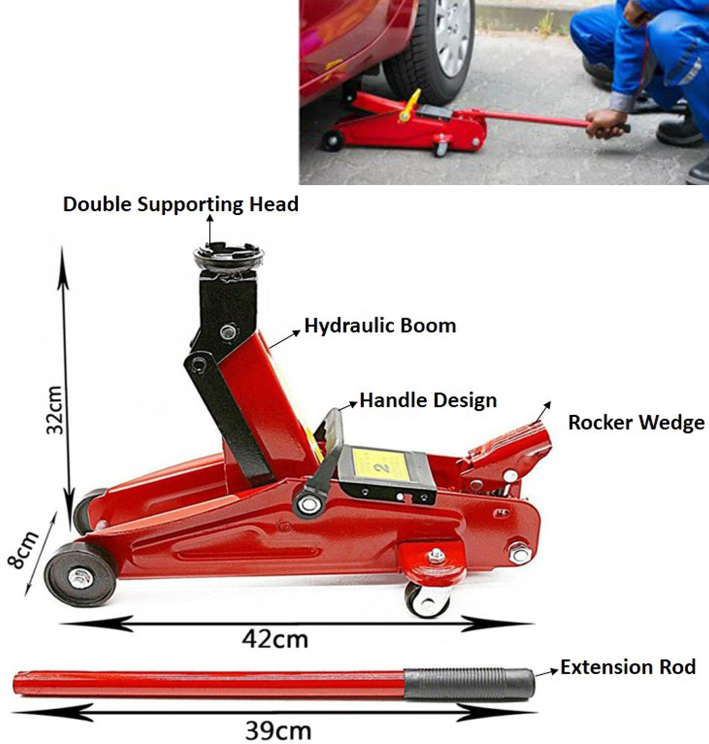 Image of RKPSP 2Ton Trolly Hydraulic Jack Quick Lift for Sedan /SUV Cars /Mini Truck-280 Vehicle Jack Stand