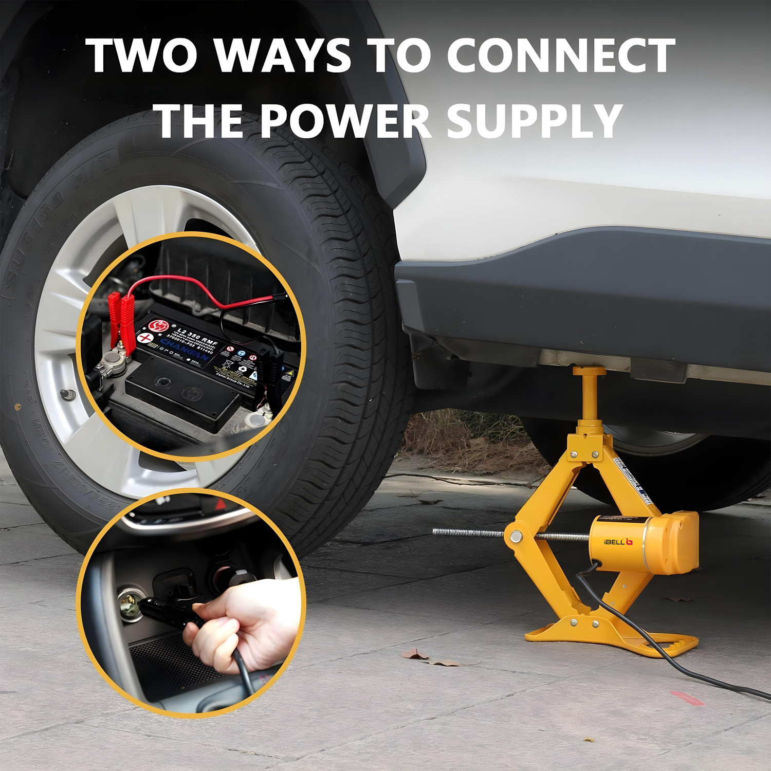 Image of iBELL ECJ310 Electric Hydraulic Car Jack with Electric Impact Wrench Tire Inflator Vehicle Jack