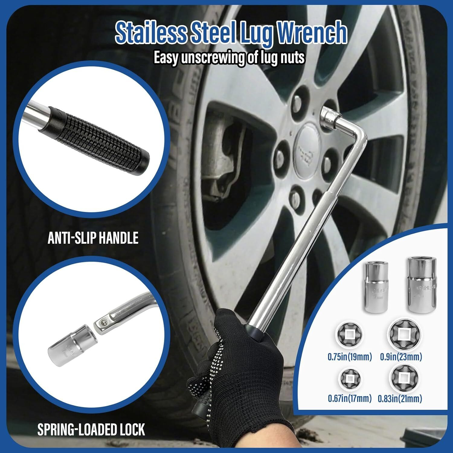 Image of mirren Car Jack Kit, Scissor Jack Kit 3 Ton(6610 lbs)Tire Repairing Kit with Lug Wrench Vehicle Jack