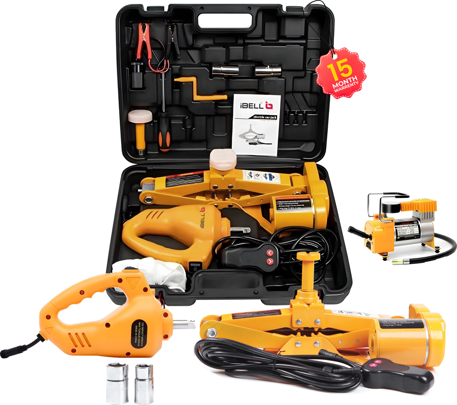 Image of iBELL ECJ310 Electric Hydraulic Car Jack with Electric Impact Wrench Tire Inflator Vehicle Jack