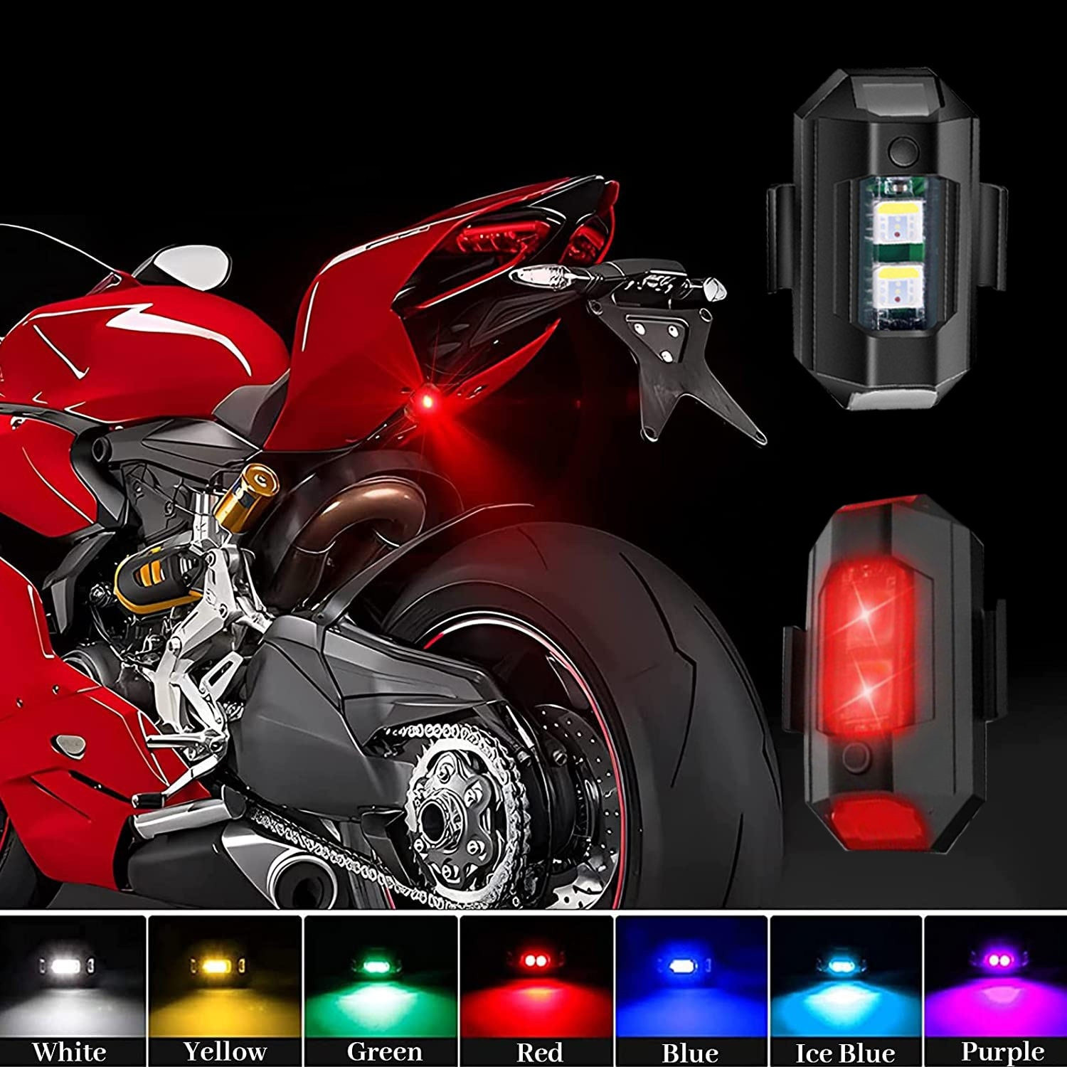 Image of TRYFLY TY-1 Universal Safety Small Light 7 Colors, 30 Modes, Cycle, Helmet Light Tail Light Car, Motorbike, Truck, Van LED (12 V, 10 W)