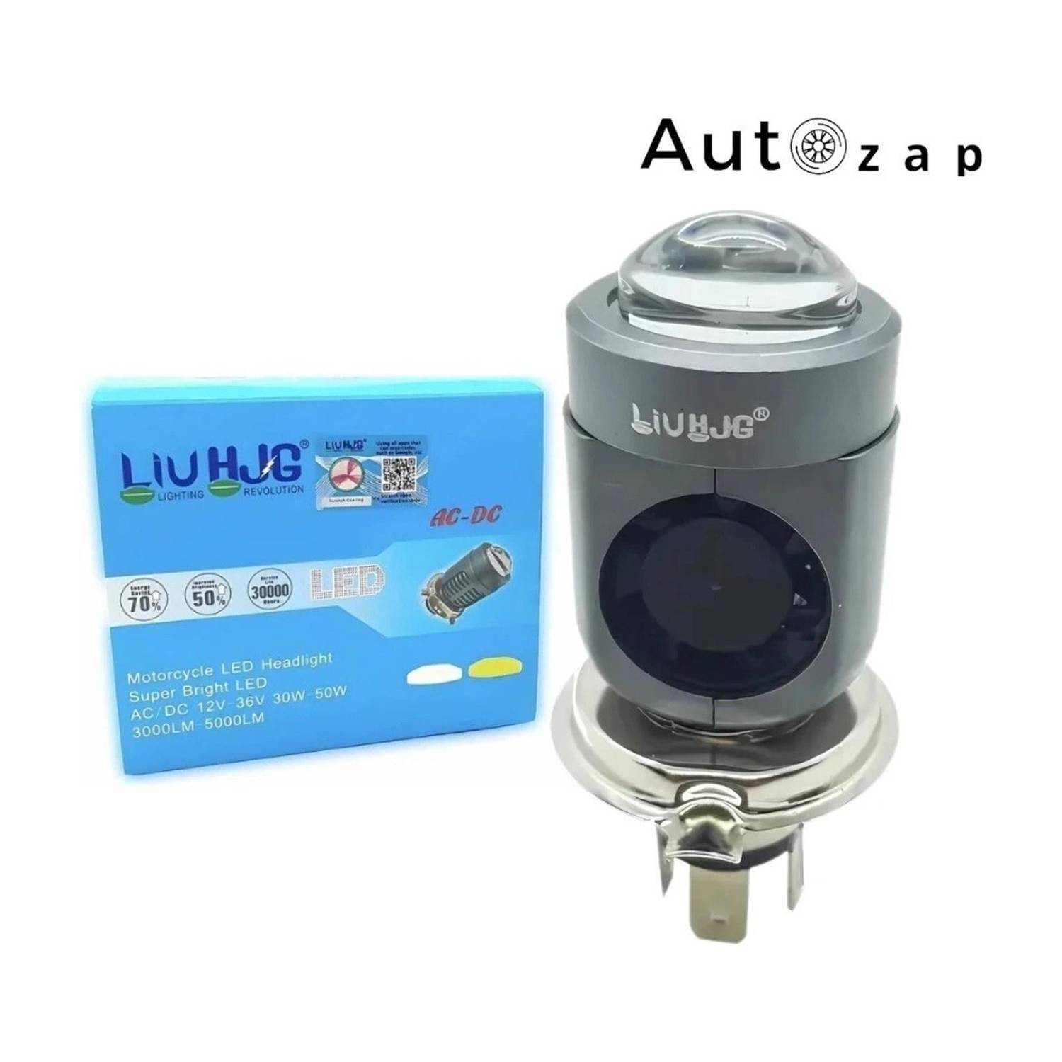 Autozap LIU HJG Motorcycle H4 LED Headlight Bulb Yellow/White (AC/DC 12V-36V)(30W-50W). Headlight Motorbike LED (12 V, 30 W)