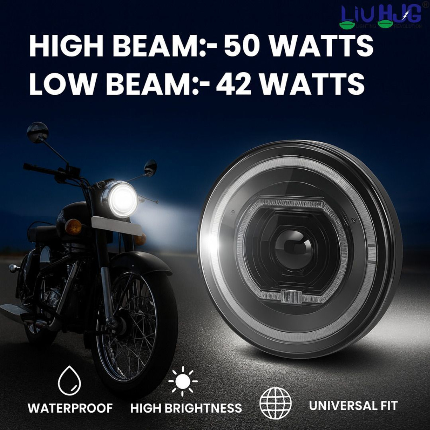 Image of LIU HJG C279 Yellow /White High /Low Beam 55W-42W 7 Inch Headlight With Y /W & Blue DRL Headlight Car, Motorbike, Truck, Van LED (12 V, 55 W)