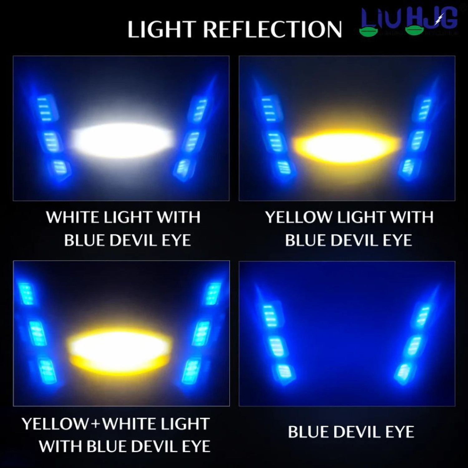 Image of LIU HJG Yellow /White 50 Watt LED Fog Light With Blue Devil Eye Fog Lamp Car, Motorbike, Truck, Van LED (12 V, 50 W)