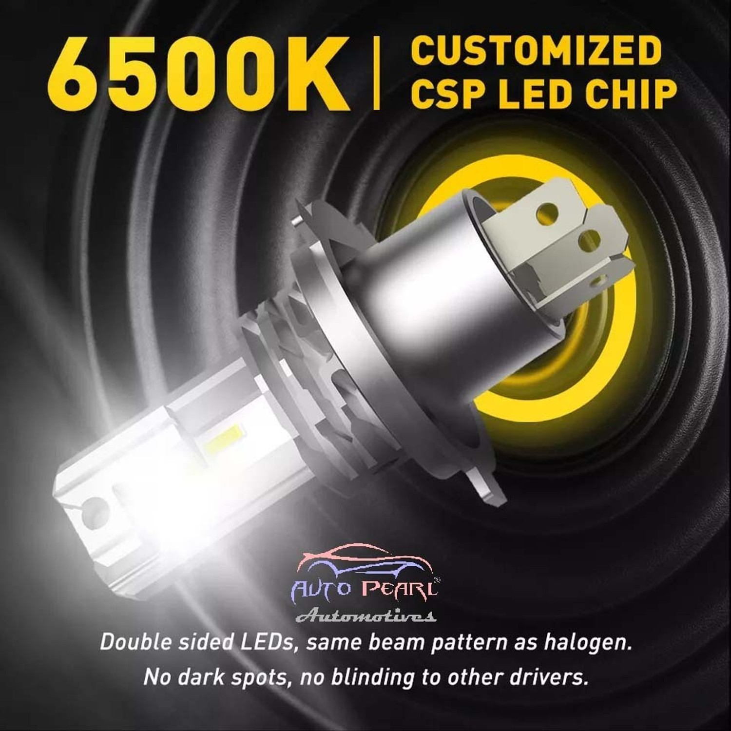 Image of AUTO PEARL H4 HS1 Bulbs Hi-Lo Beam, 900% Brighter 33000LM 30000 Hrs Lifespan for Bullet 350 Headlight Motorbike LED for Royal Enfield (12 V, 45 W)