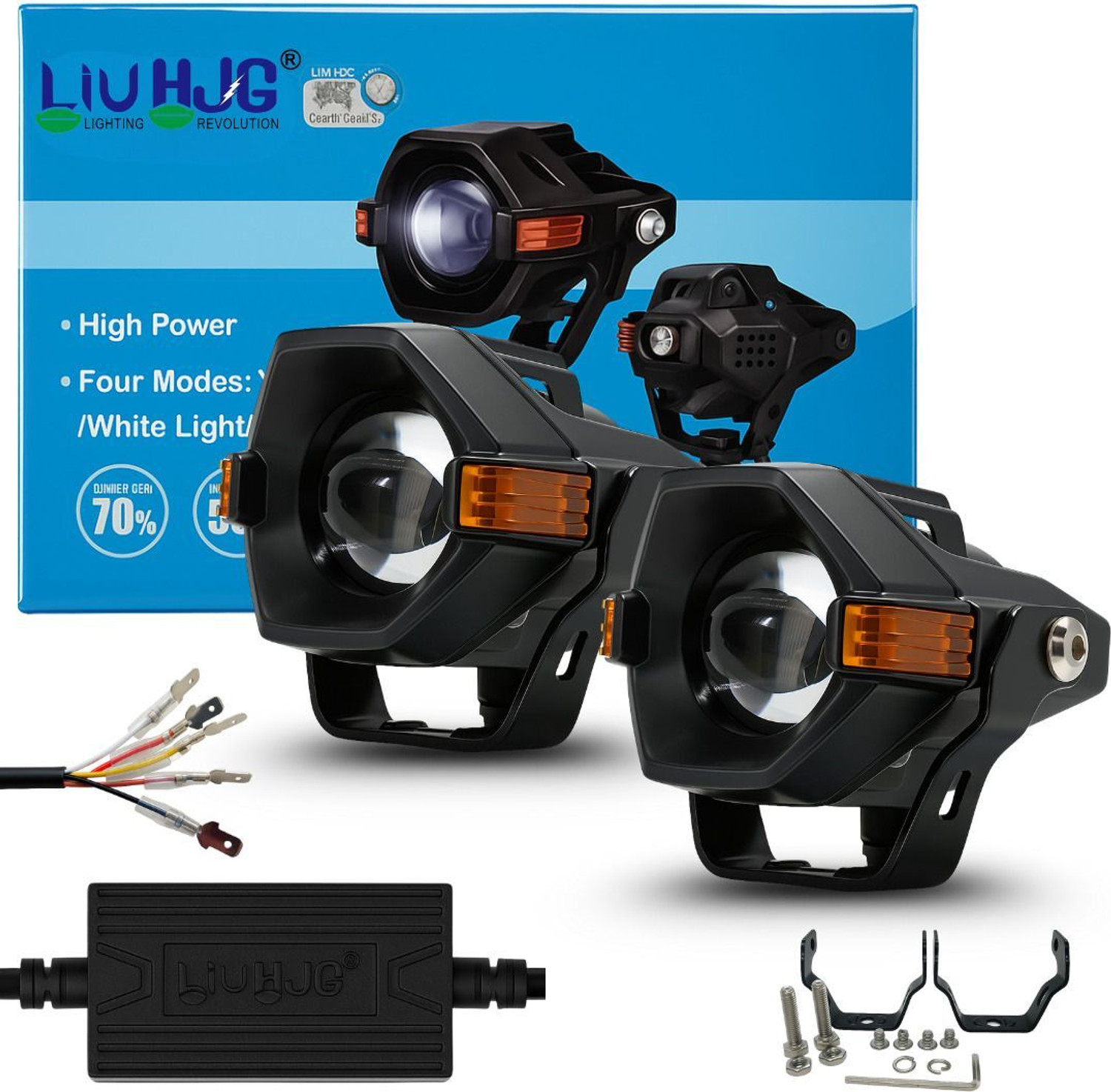 Image of LIU HJG High Brightness Yellow White & Red 120W 12V Dc PowerDevil Eye Fog Light Fog Lamp Car, Motorbike, Truck, Van LED (12 V, 120 W)