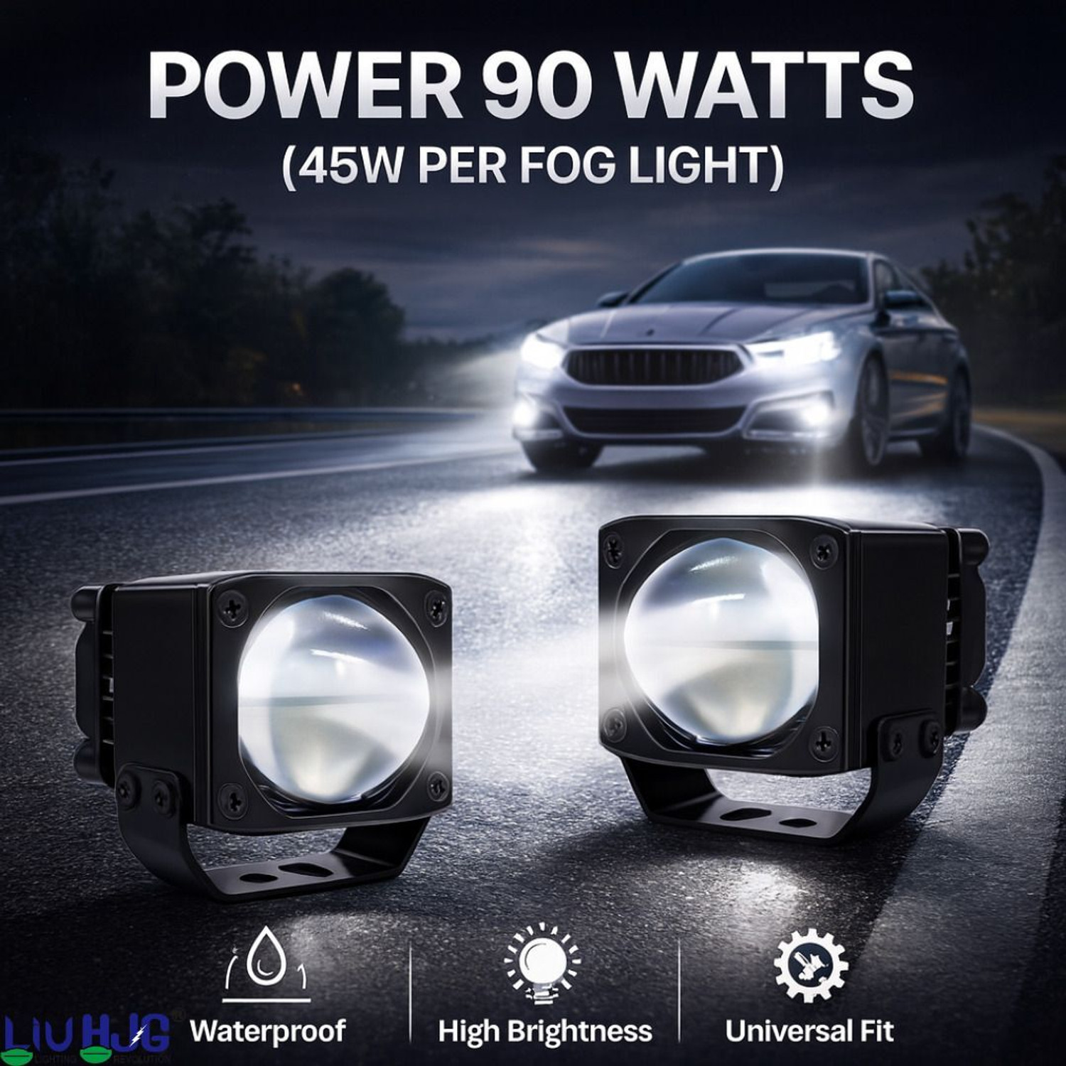 Image of LIU HJG Super Bright Yellow /White 90 Watt Mini Laser Cannon Fog Light With Devil Eye Fog Lamp Car, Motorbike, Truck, Van LED (12 V, 90 W)