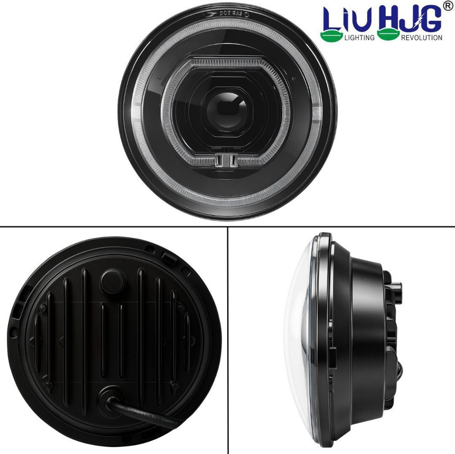 Image of LIU HJG C279 Yellow /White High /Low Beam 55W-42W 7 Inch Headlight With Y /W & Blue DRL Headlight Car, Motorbike, Truck, Van LED (12 V, 55 W)