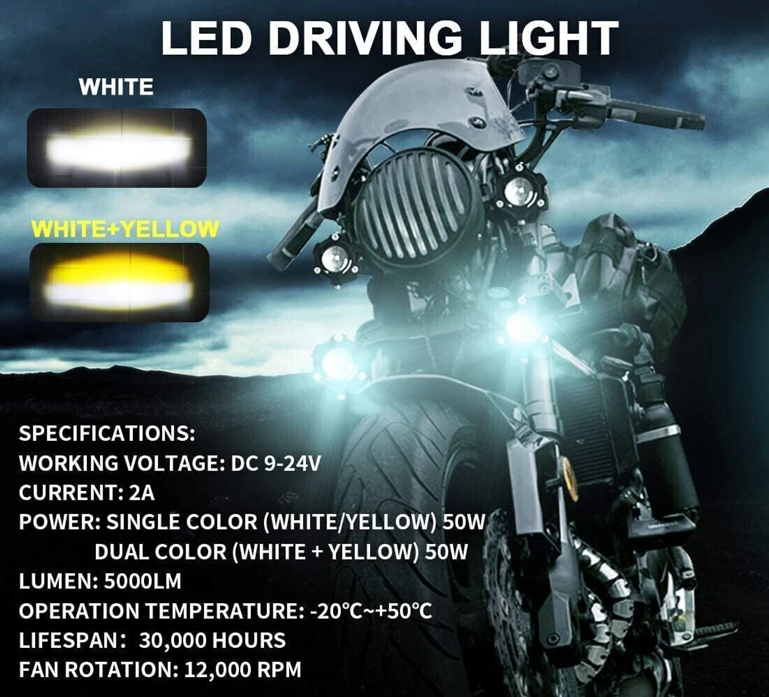 Image of AutoPowerz Heavy LED Fog Light Work Lamp with Hi /Low, Cars and Motorcycles Fog Lamp Motorbike LED (24 V, 40 W)