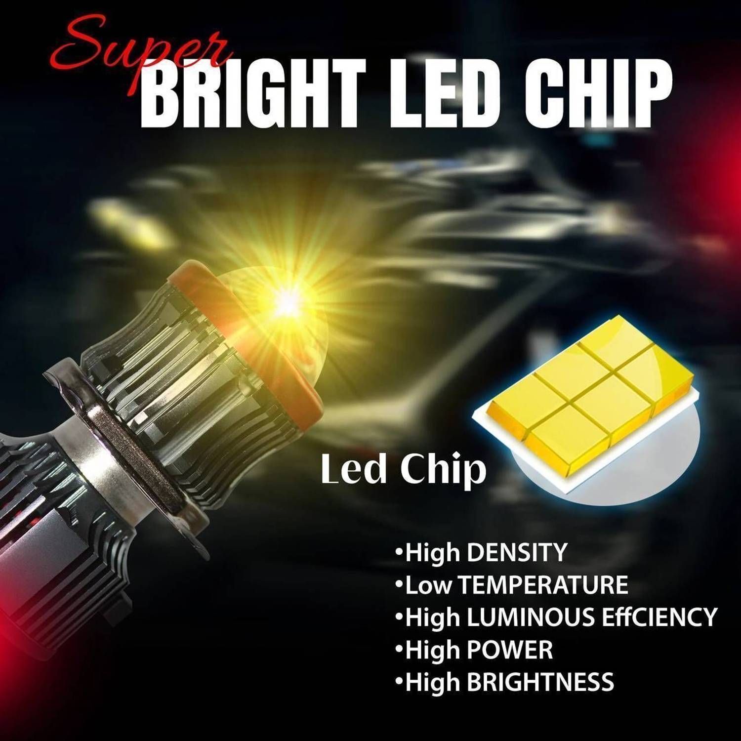 WESSER H4 White/Yellow LED Headlight for Motorbike - Image 2
