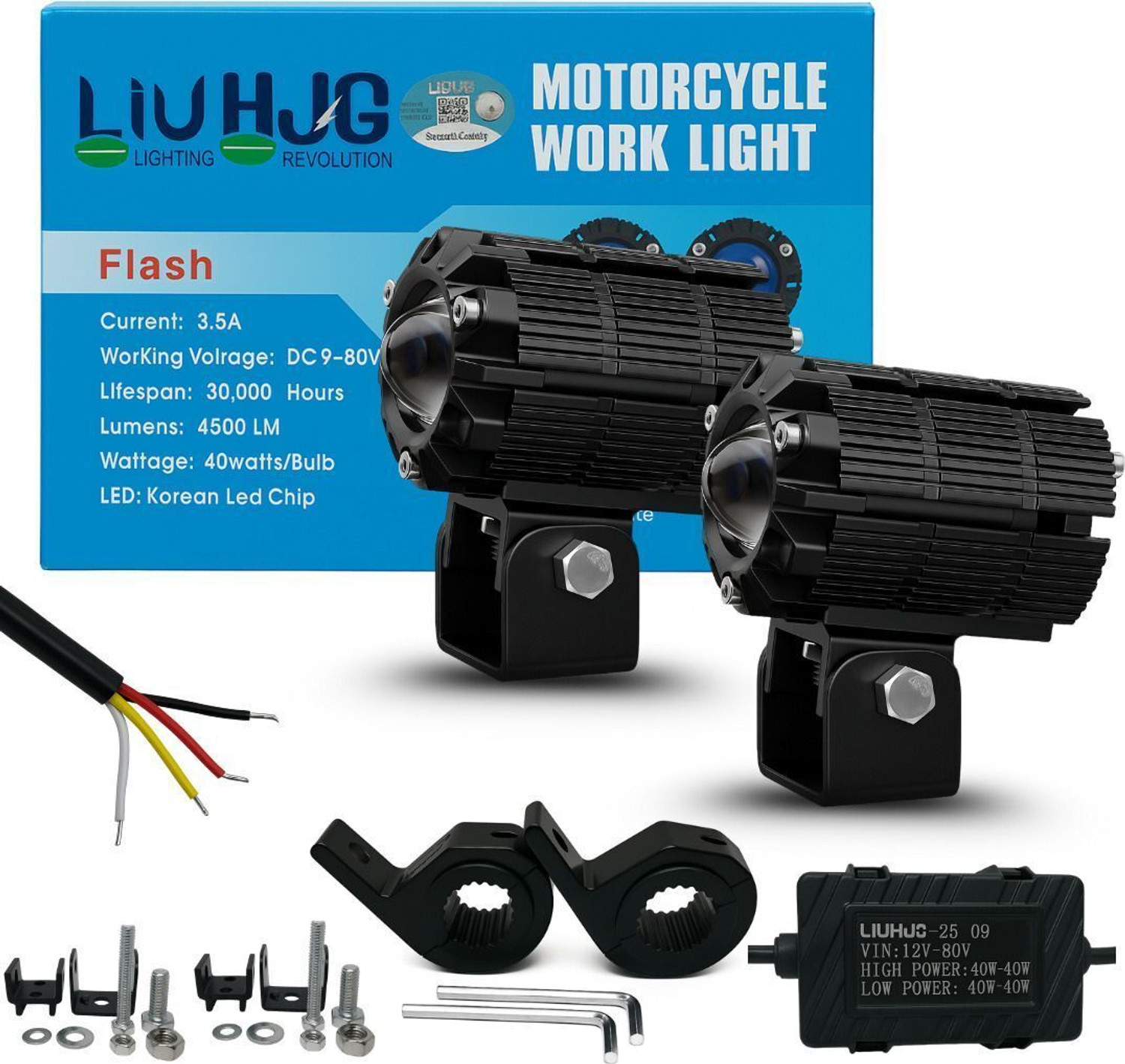 Image of LIU HJG CNC Cut Design Mini Drive Fog Light Yellow, White, Red Devil Eye Light 80W 12V Fog Lamp Car, Motorbike, Truck, Van LED (12 V, 80 W)