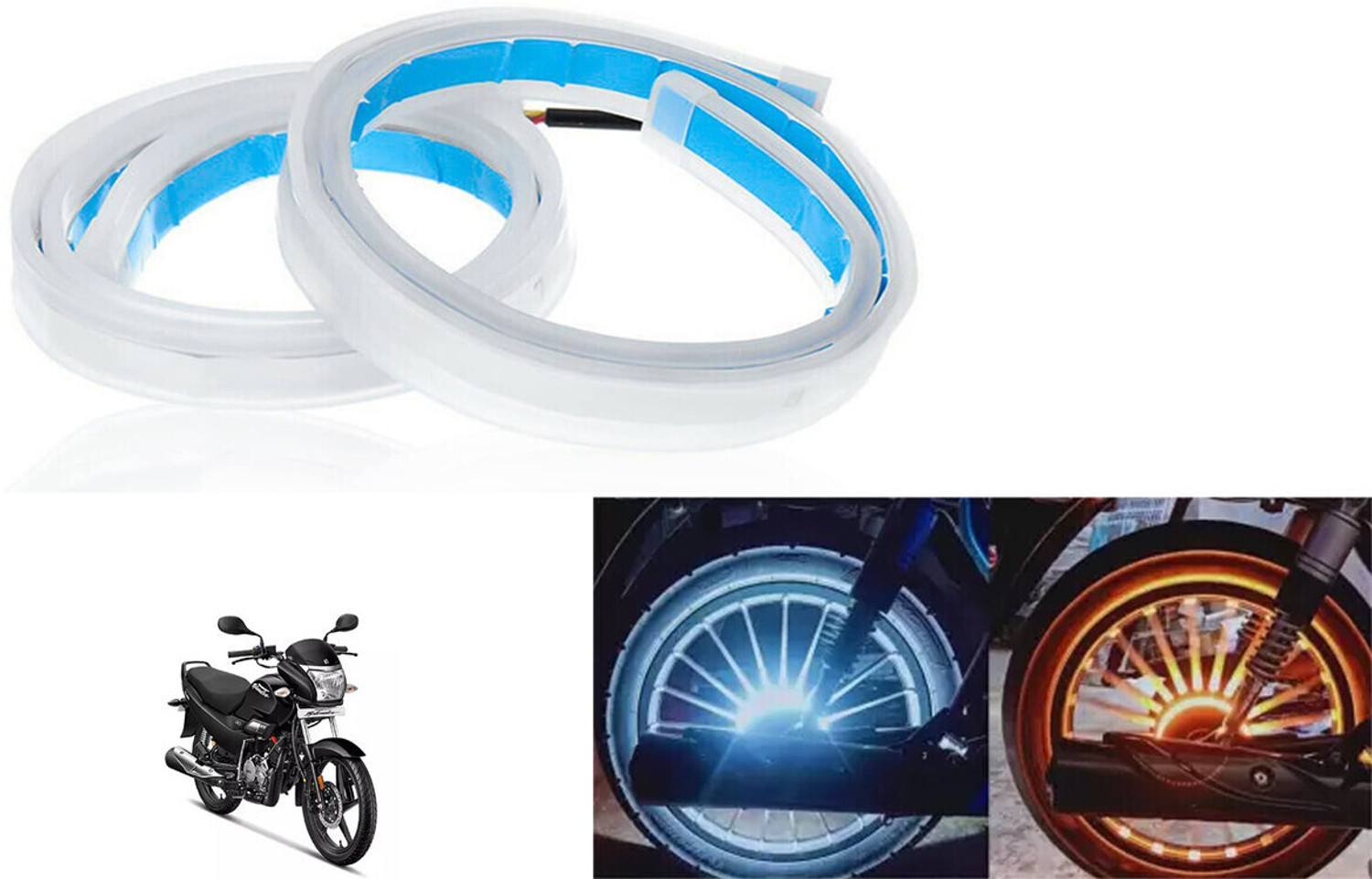 Image of SHOP4U Waterproof 60CM Flexible Ultra Fine Daytime Running Light Super Splendor Xtec Interior Light Motorbike LED for Hero (12 V, 12 W)