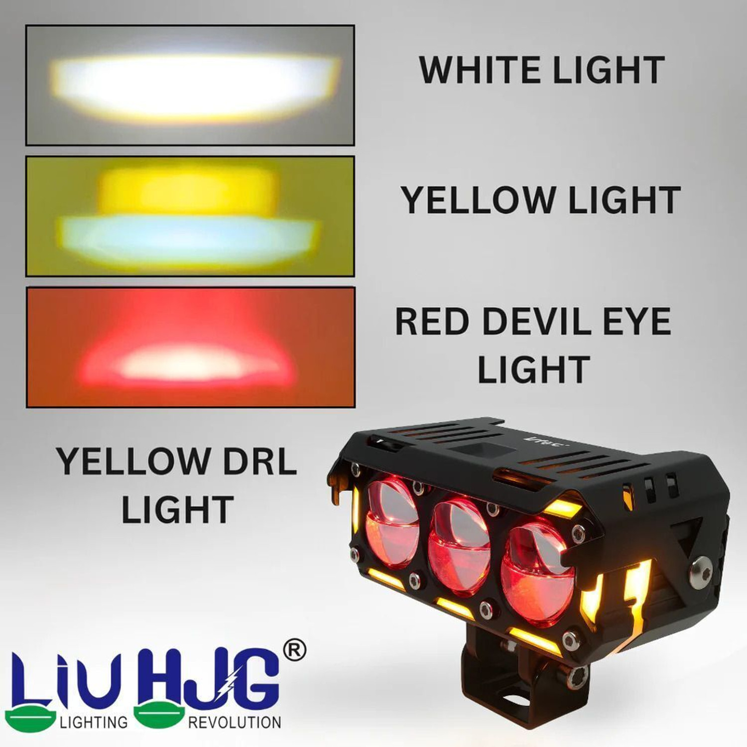 Image of LIU HJG Super Bright Yellow /White 240 Watt Fog Light With Devil Eye & DRL Feature Fog Lamp Car, Motorbike, Truck, Van LED (12 V, 240 W)