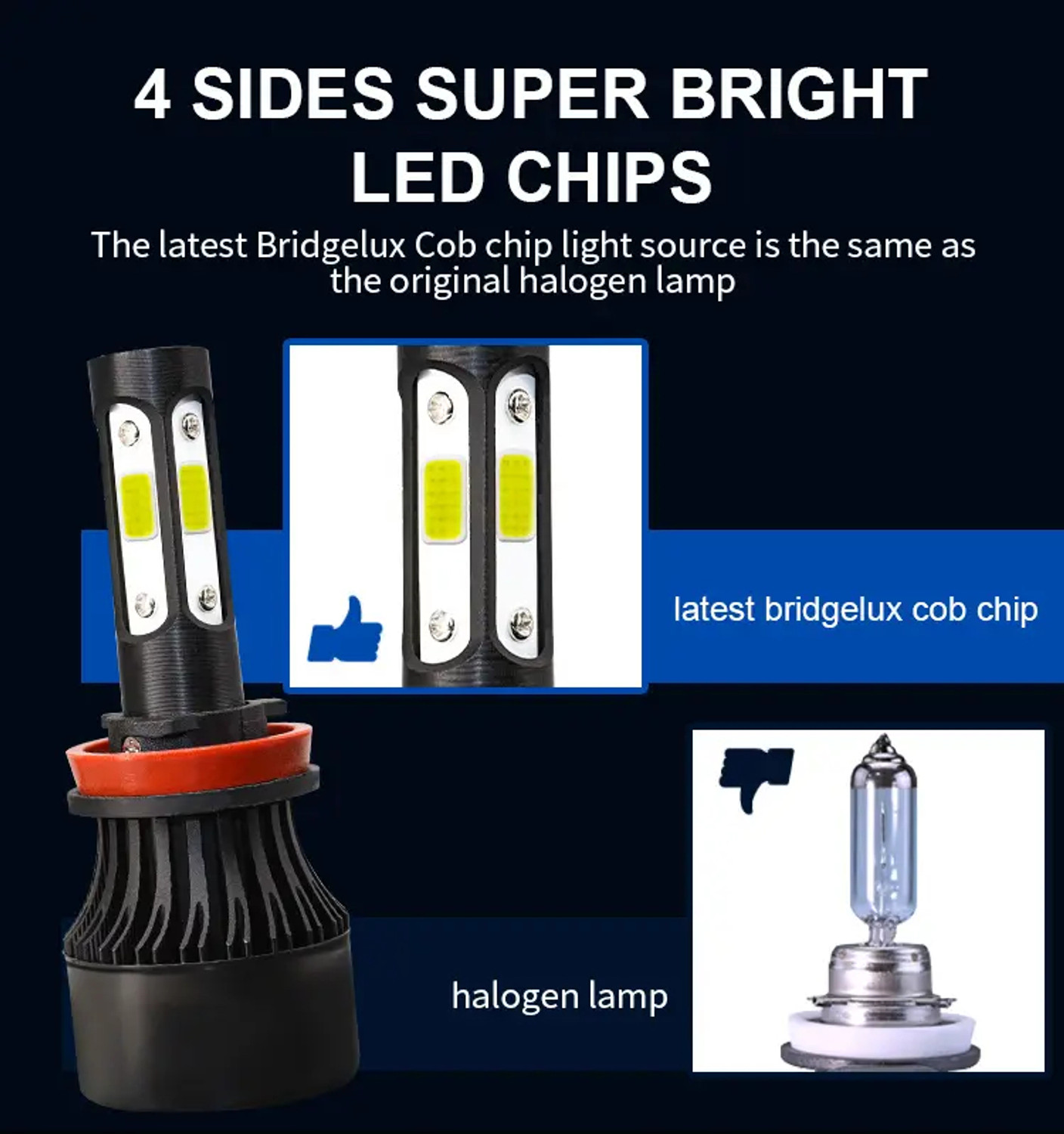 Image of AUTO PEARL 4-Sides H8 /H9 LED Bulb for Car 80W-12V 3500LM 6000K Ultra White light A81 Fog Lamp Car LED for Maruti Suzuki (12 V, 80 W)