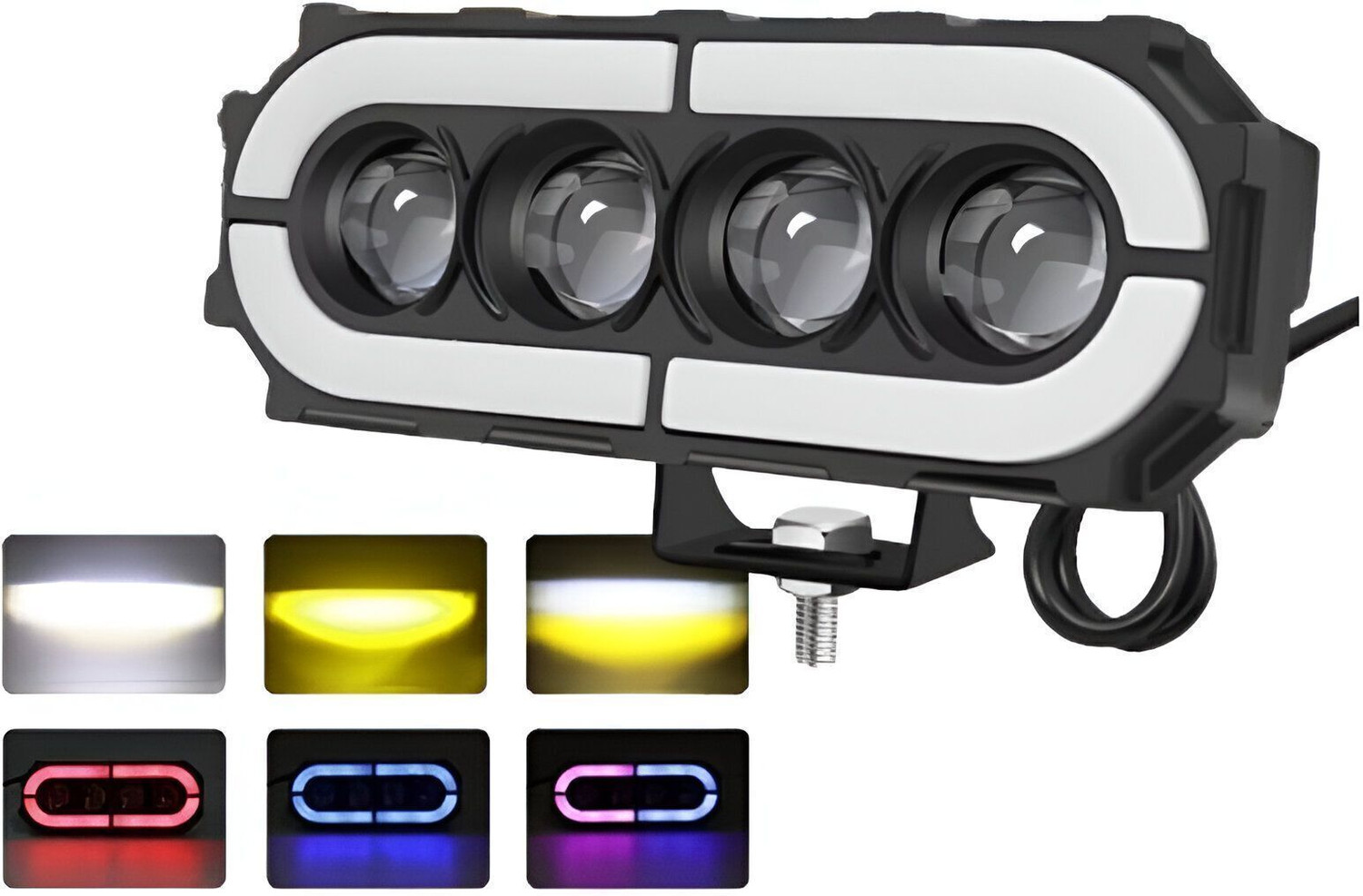 Image of LIU HJG 4 LED 60W DC 12-48V DRL Yellow /White & RGB Multi-Color Fog Light Fog Lamp Car, Motorbike, Truck LED (12 V, 60 W)