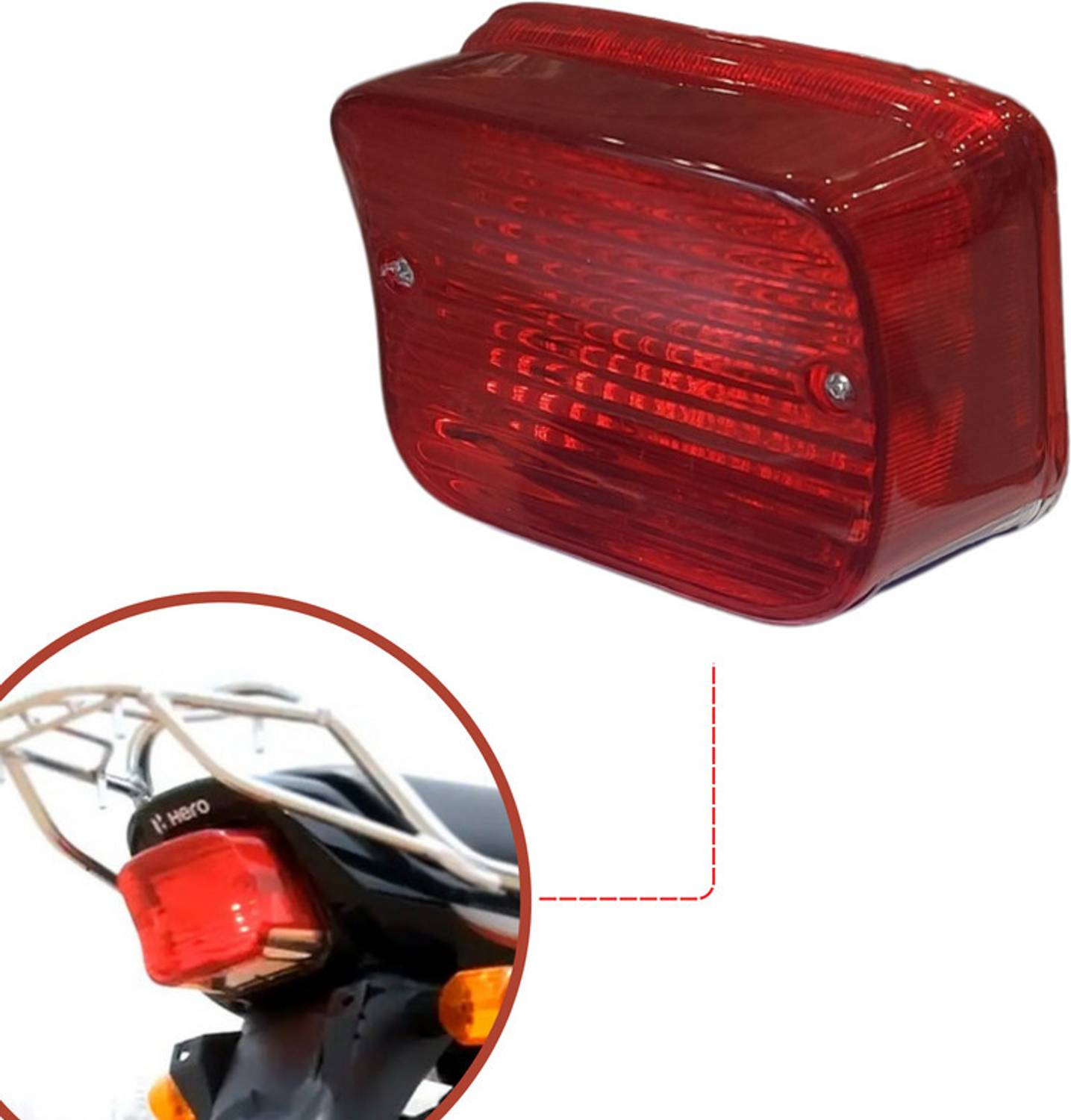 Apsmotiv Back light Tail Light Assembly Hero Splendor Plus W/O BULB break light Red Tail Light Motorbike Halogen for Hero (12 V, 5 W)
