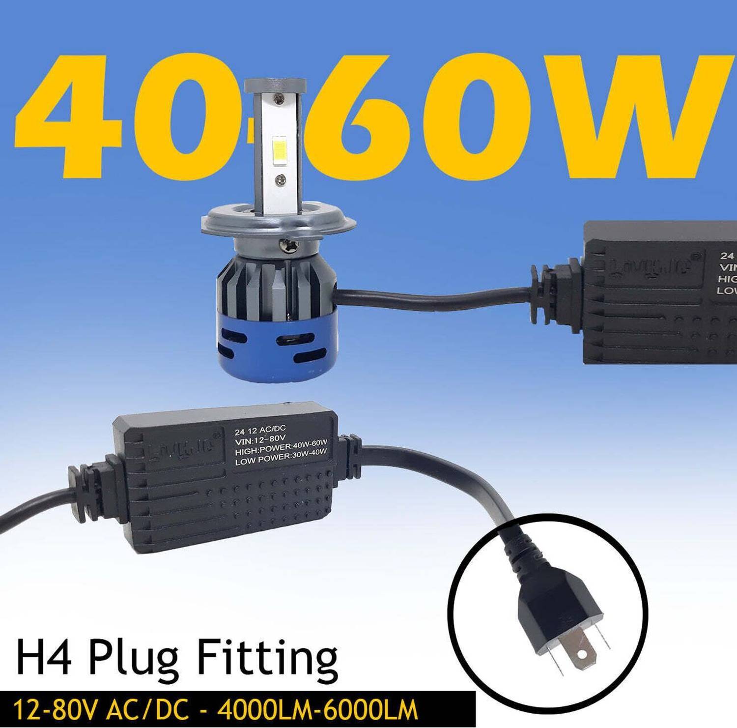 LIU HJG White LED H4 Headlight Bulb 12V 60W - Image 2