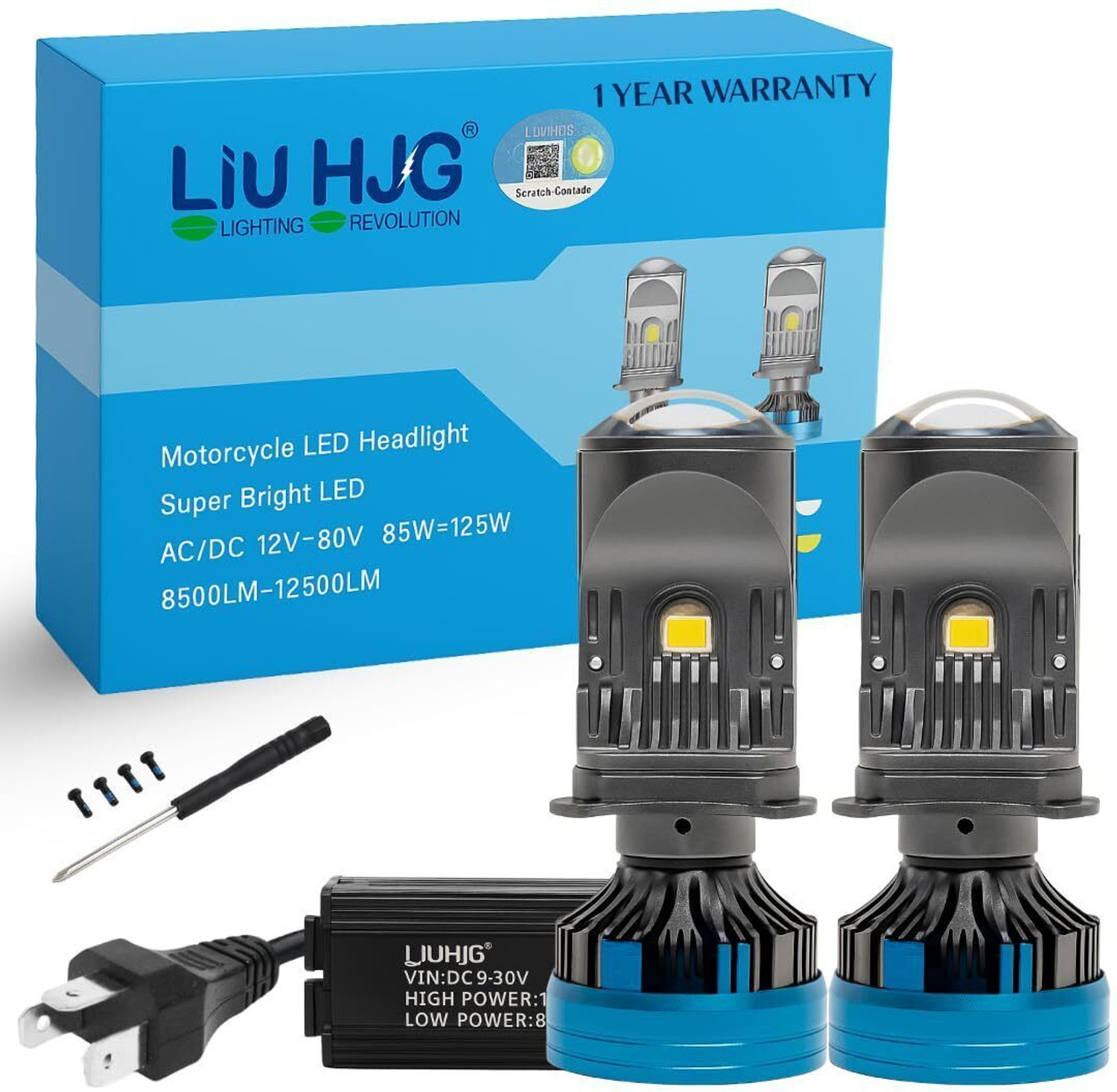 Image of LIU HJG White LED H4 Fitting Headlight Bulb Headlight Motorbike, Car, Truck, Van LED (12 V, 125 w)