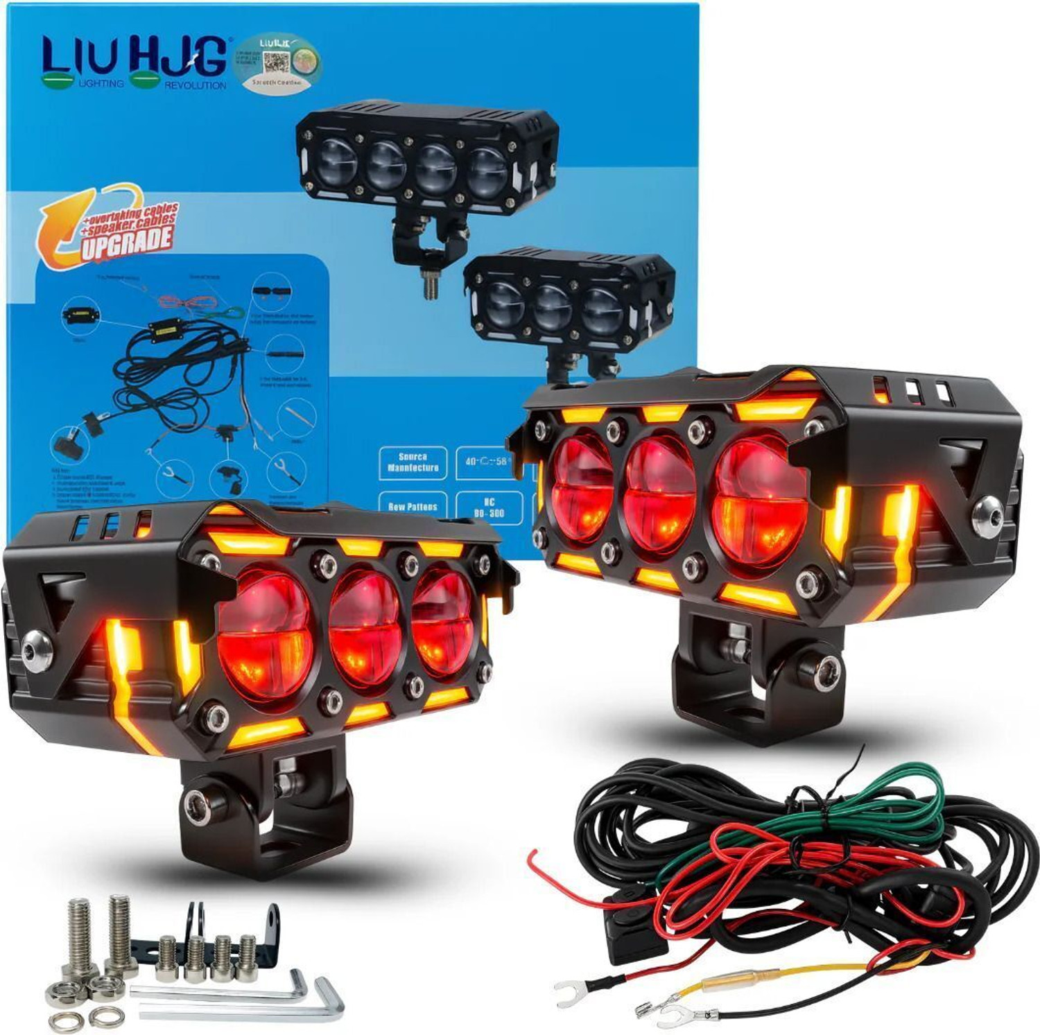 Image of LIU HJG Super Bright Yellow /White 240 Watt Fog Light With Devil Eye & DRL Feature Fog Lamp Car, Motorbike, Truck, Van LED (12 V, 240 W)