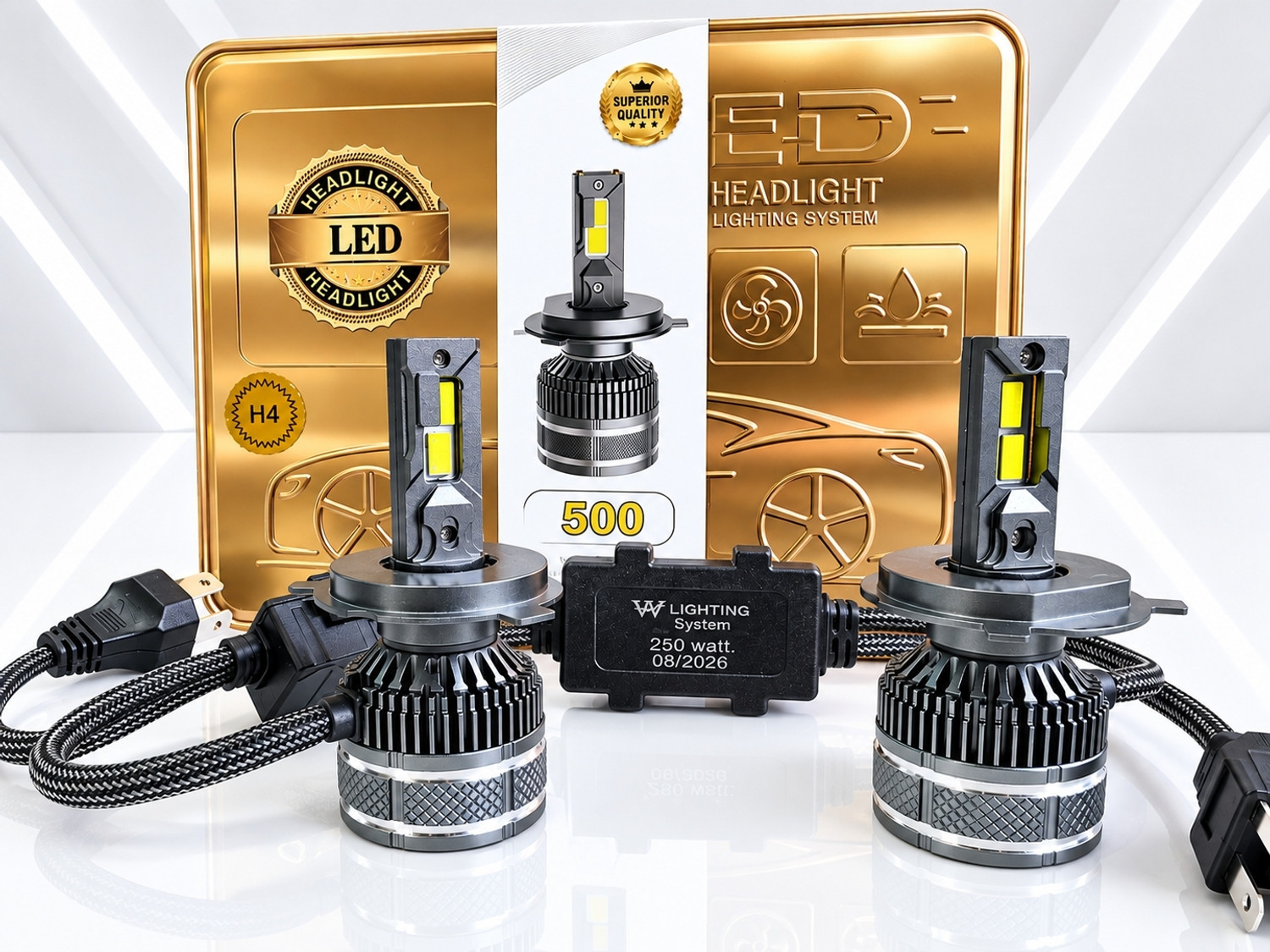 Image of BIKEBLOOM 500W pair led H4 socket led light 2pcs led white Colour for Motorbikes and cars Headlight Motorbike LED (12 V, 500 W) (Universal For Bike, Universal For Car, Pack of 2)