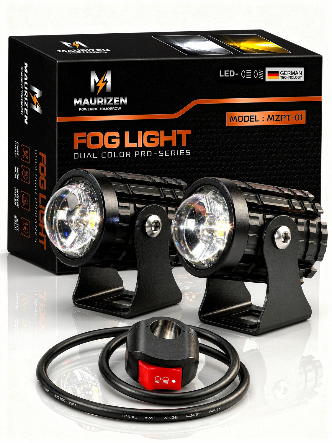 Image of MAURIZEN Universal Fit Bike Fog Light Yellow & White Fog Lamp Motorbike LED for KTM, Yamaha, Bajaj, Hero, Honda, TVS (12 V, 10 W)